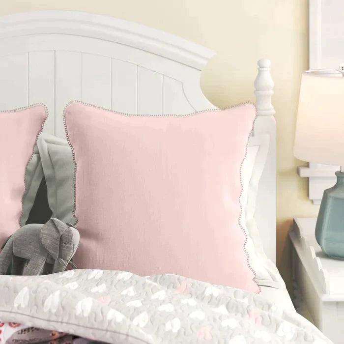 Barbay Pom-poms 100% Linen Throw Pillow