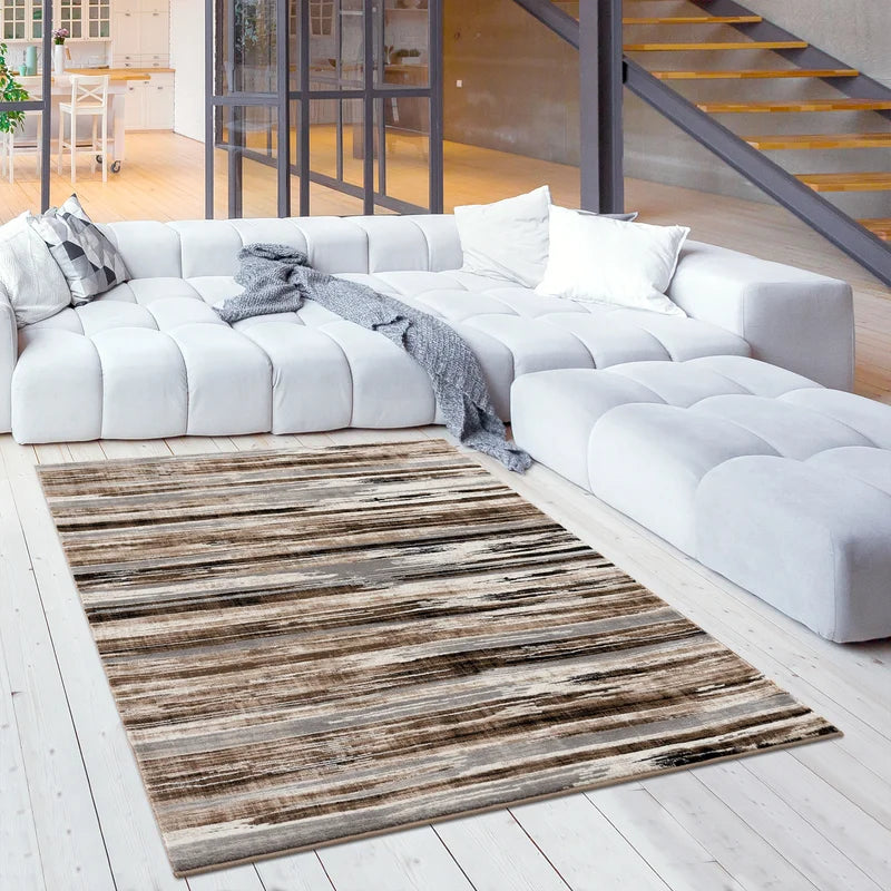 Abstract Beige Area Rug - Rectangle 3'11" x 5'7"