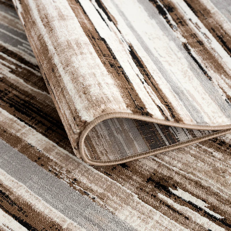 Abstract Beige Area Rug - Rectangle 3'11" x 5'7"