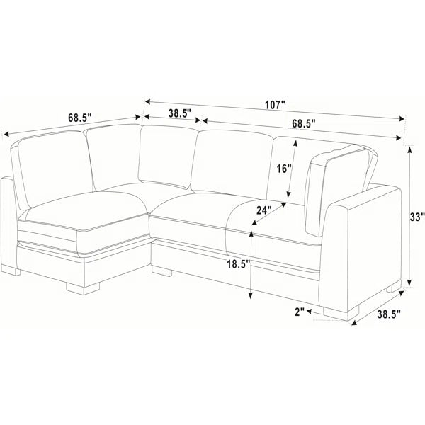 Basilius 1 - Piece Corduroy Partial Sectional