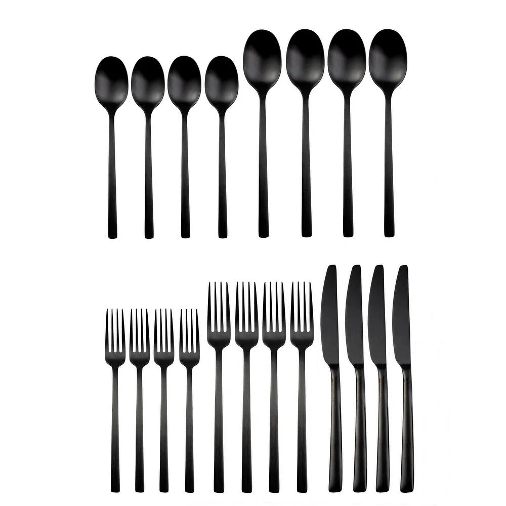 Beacon Black Satin 20-Piece Flatware Set