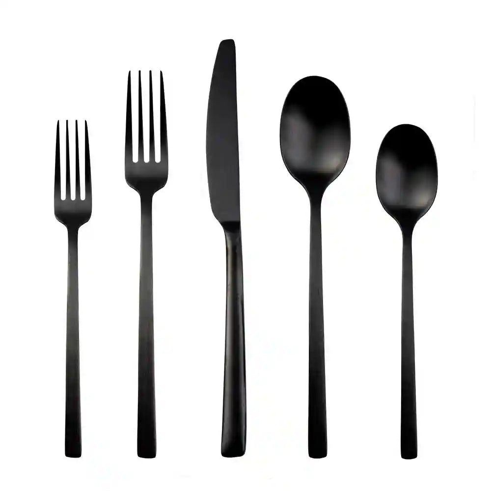 Beacon Black Satin 45-Piece Flatware Set