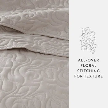 3 Piece Elegant Floral Stitching Quilt Set - Full/Queen