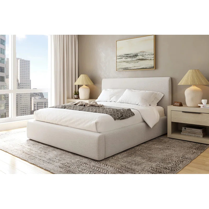 Bed Frame with Tall Upholstered Headboard - King