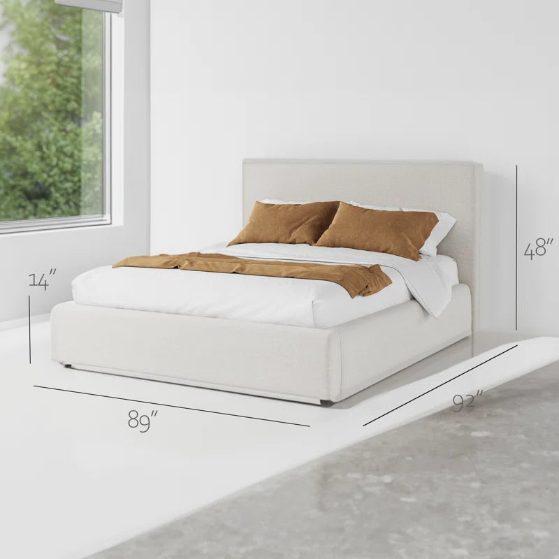 Bed Frame with Tall Upholstered Headboard - King