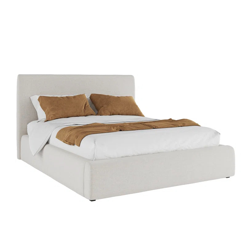 Bed Frame with Tall Upholstered Headboard - King