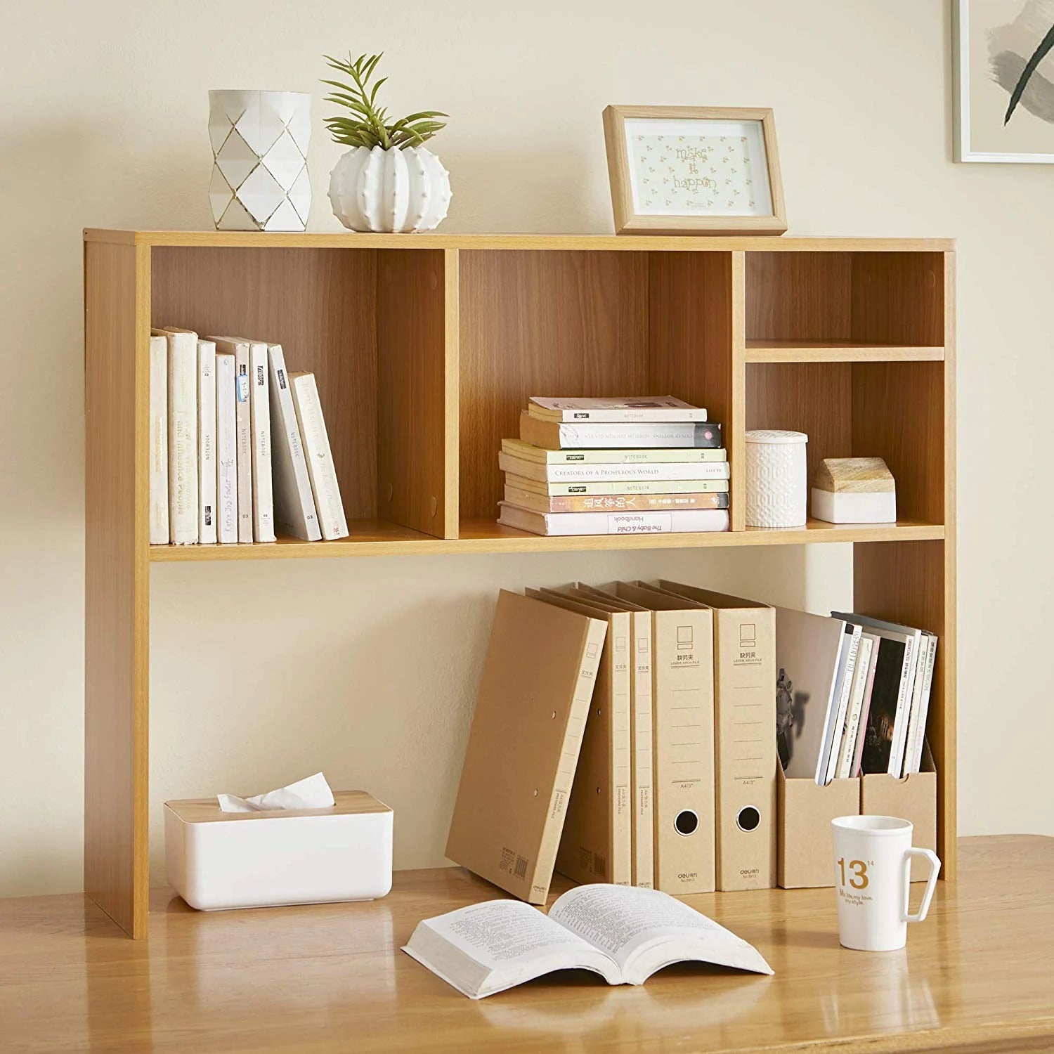 Beech (Natural Wood) The Cube - Desk Bookshelf
