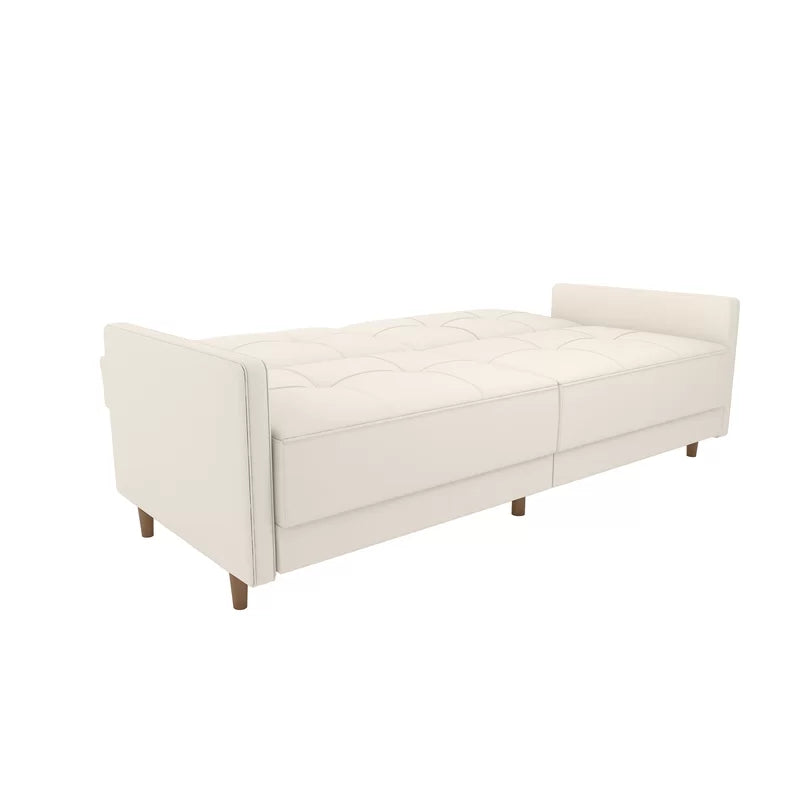 Benitez Twin Vegan Leather Tufted Back Convertible Sofa