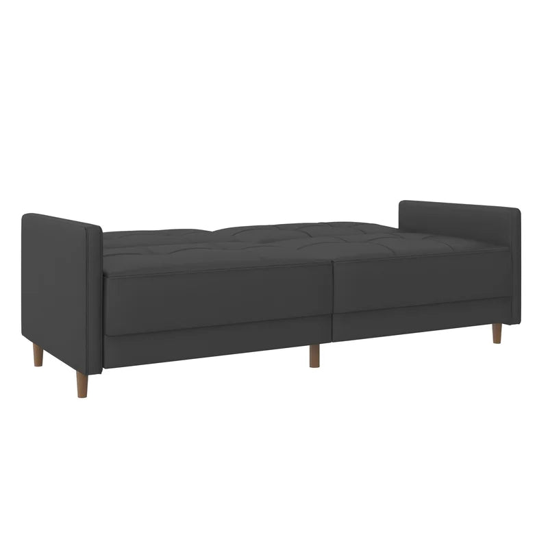 Benitez Twin 76'' Wide Faux Leather Tufted Back Convertible Sofa