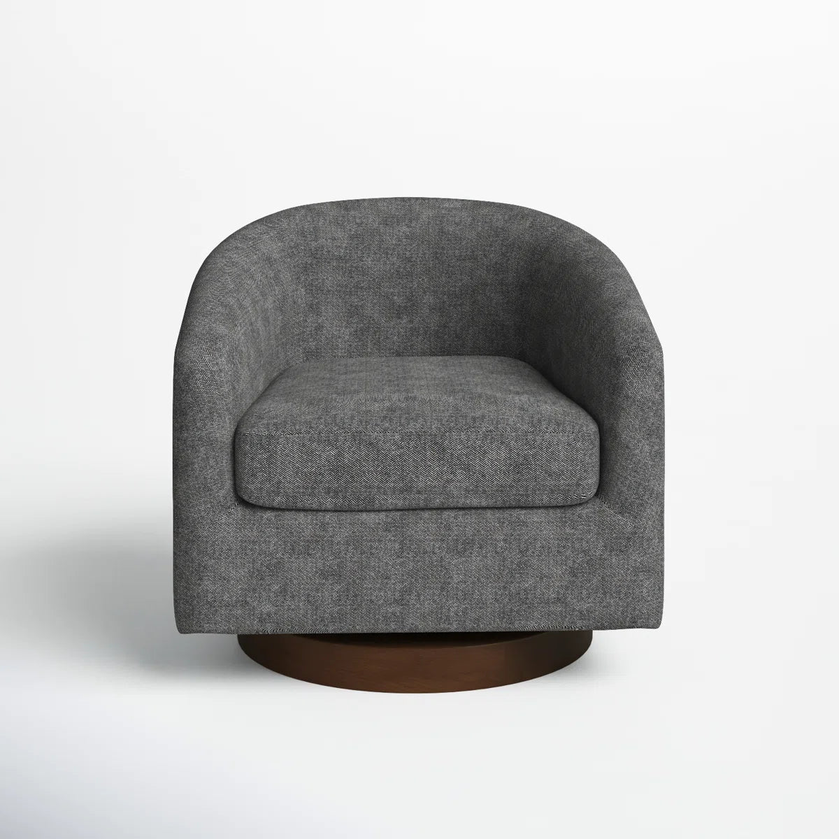 Bennett Upholstered Swivel Barrel Chair - Dark Grey Tweed SHOWROOM ITEM