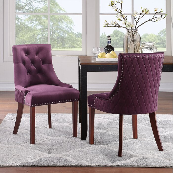Bernyce Tufted Velvet Solid Back Dining Chair (One Chair Only)