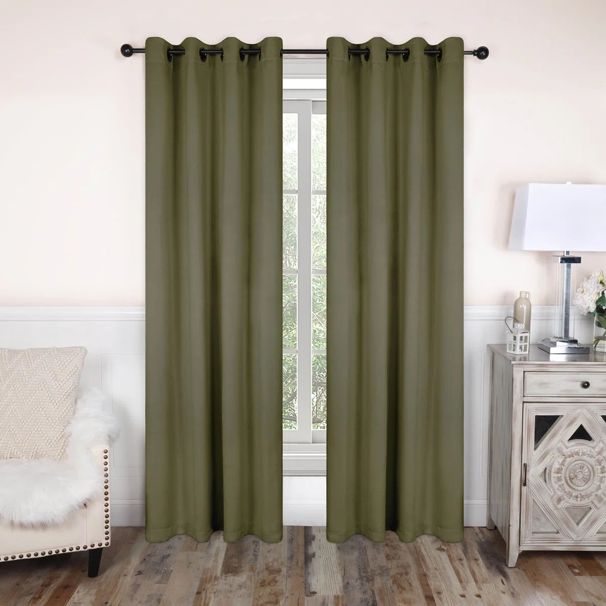 Bertrand Solid Modern Room Darkening Curtain Panel (Set of 2)