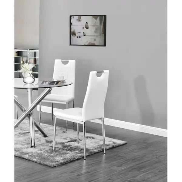 Best Master Furniture Upholstered Leather Side Chairs (Set of 2) - White