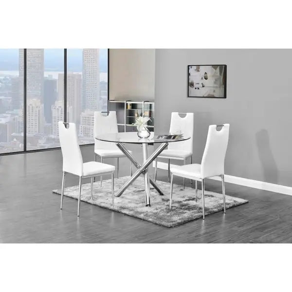 Best Master Furniture Upholstered Leather Side Chairs (Set of 4) - White