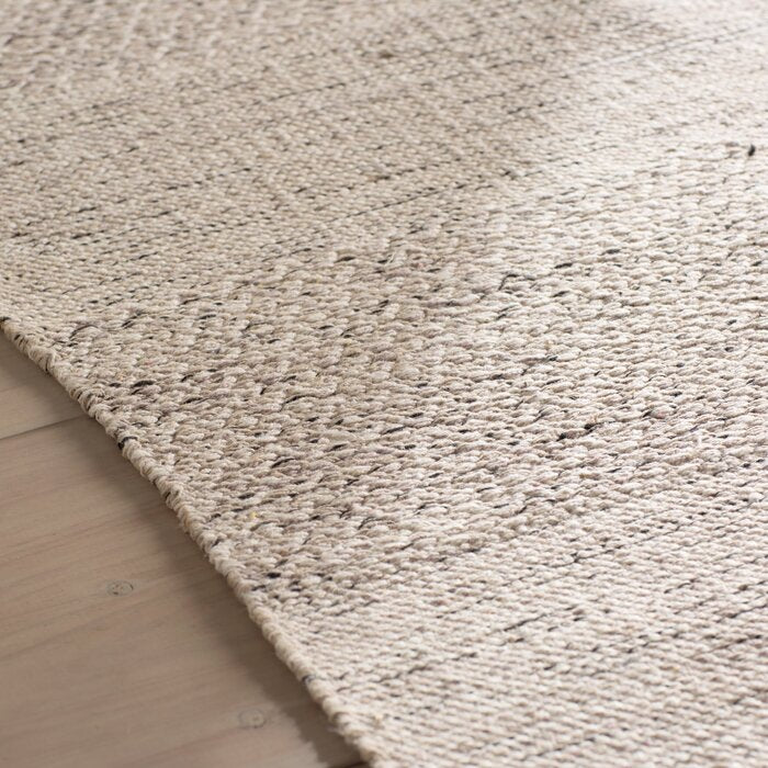 Bester Handmade Flatweave Cotton Ivory/Steel Gray Rug, Square 4'