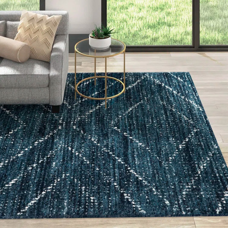 6'7" x 9' Beveridge Geometric Indoor Rug - Blue/White SHOWROOM ITEM