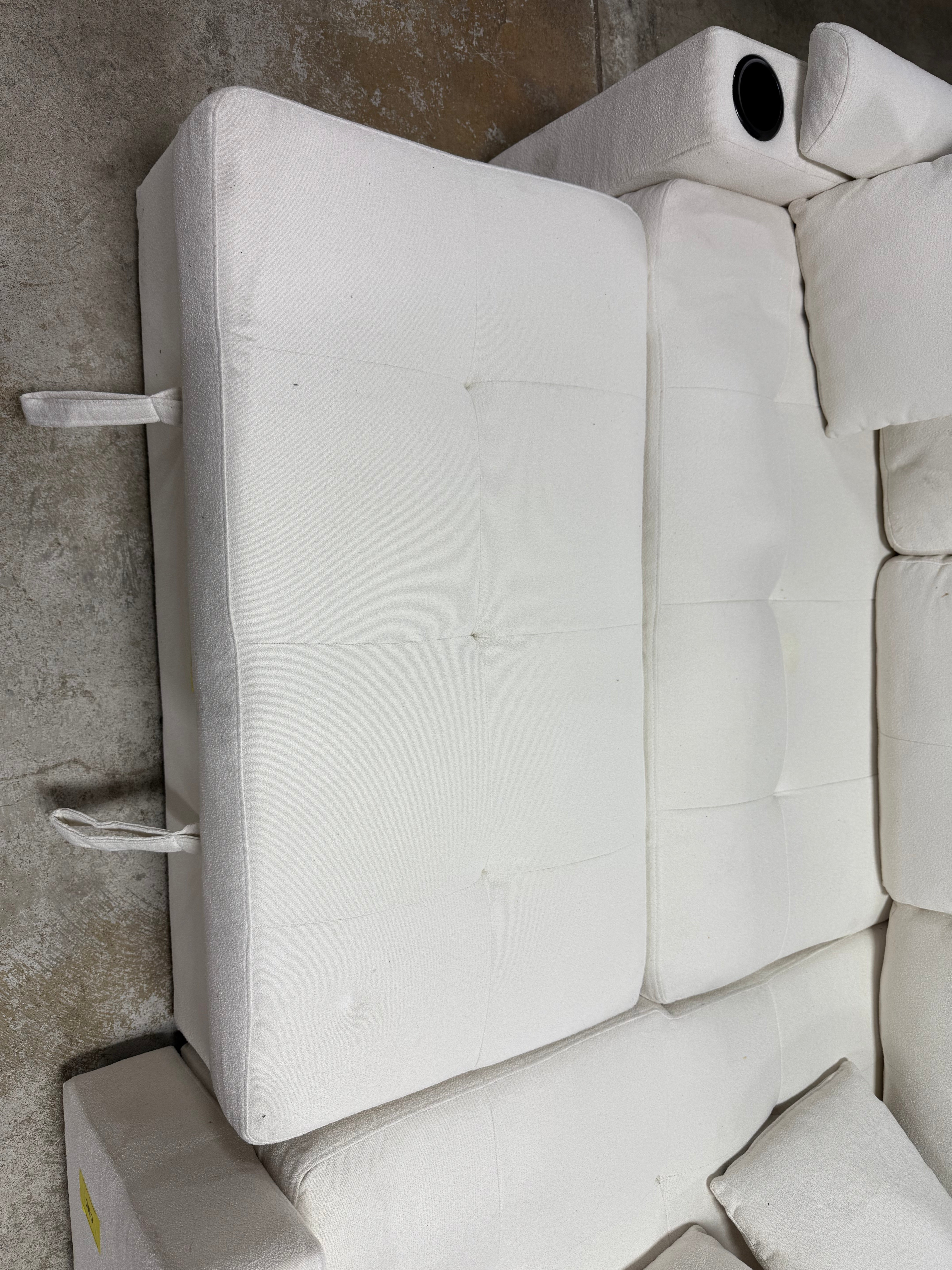 L-Shape Sofa Bed Pull-Out Sleeper Sofa with Wheels, USB Ports