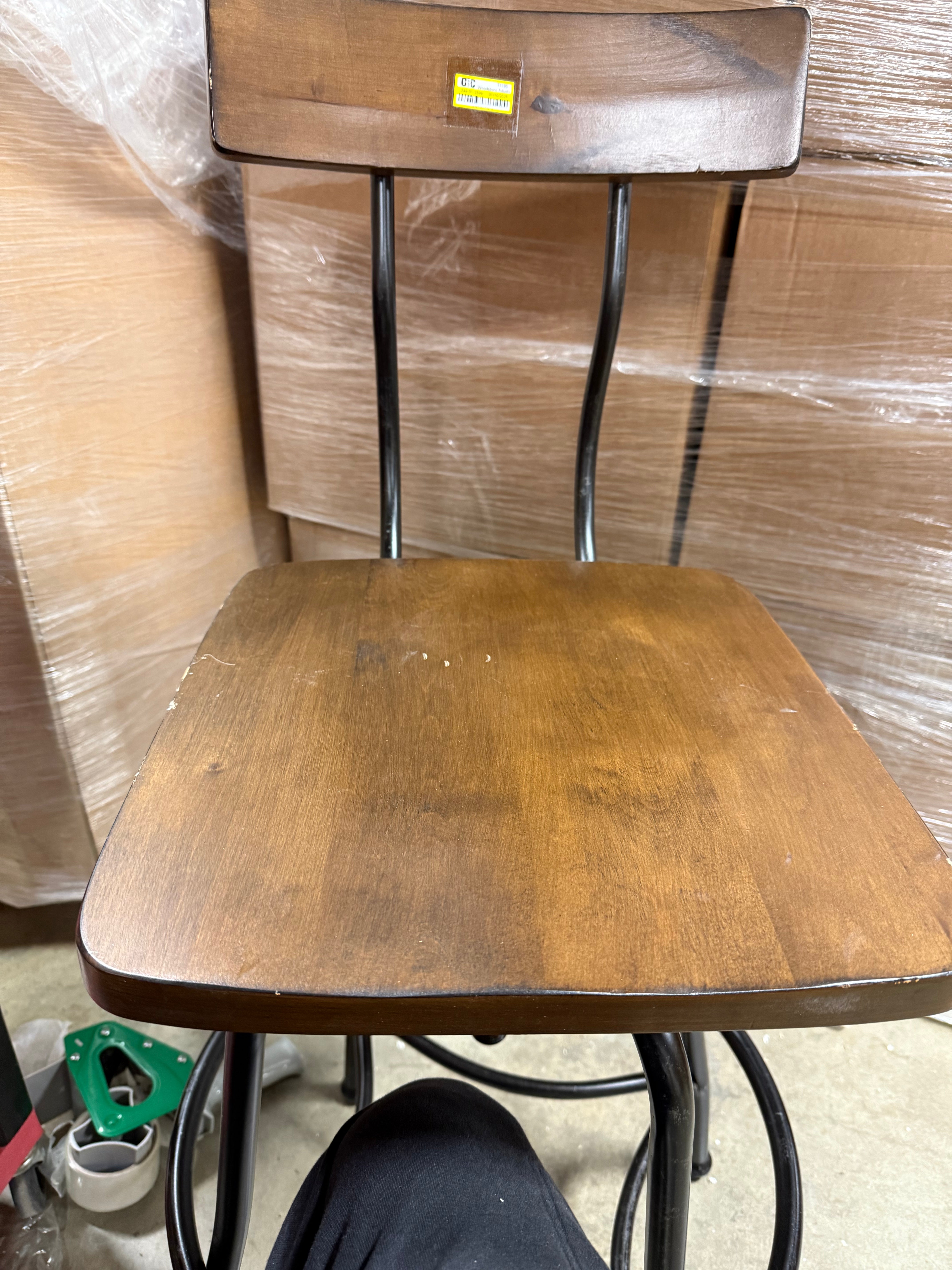 Woodsboro Adjustable Barstool Brown - Metal Frame, Wood Seat, Home Bar Furniture
