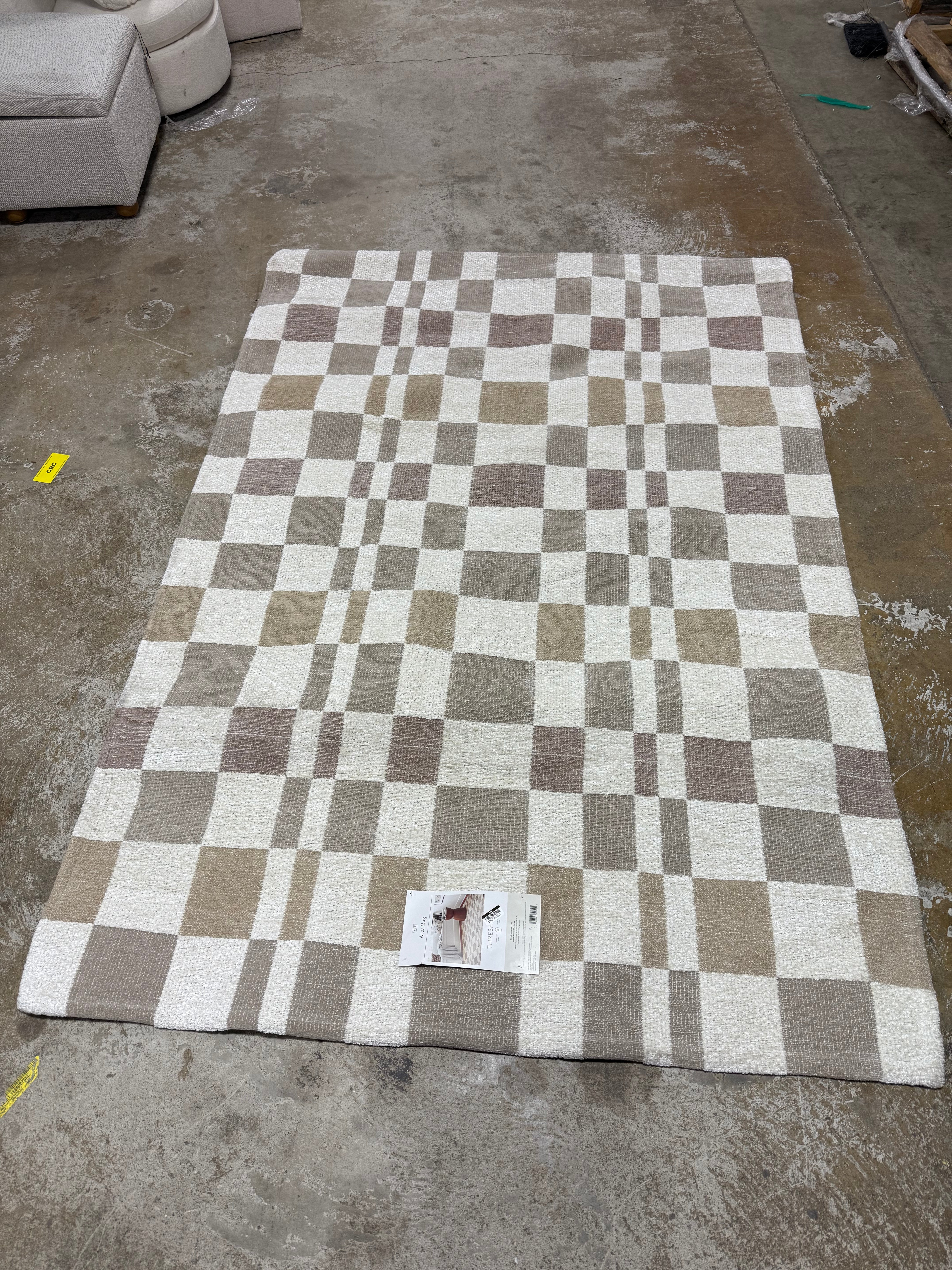 Checkered Woven Flatweave Area Rug White - 5'x7