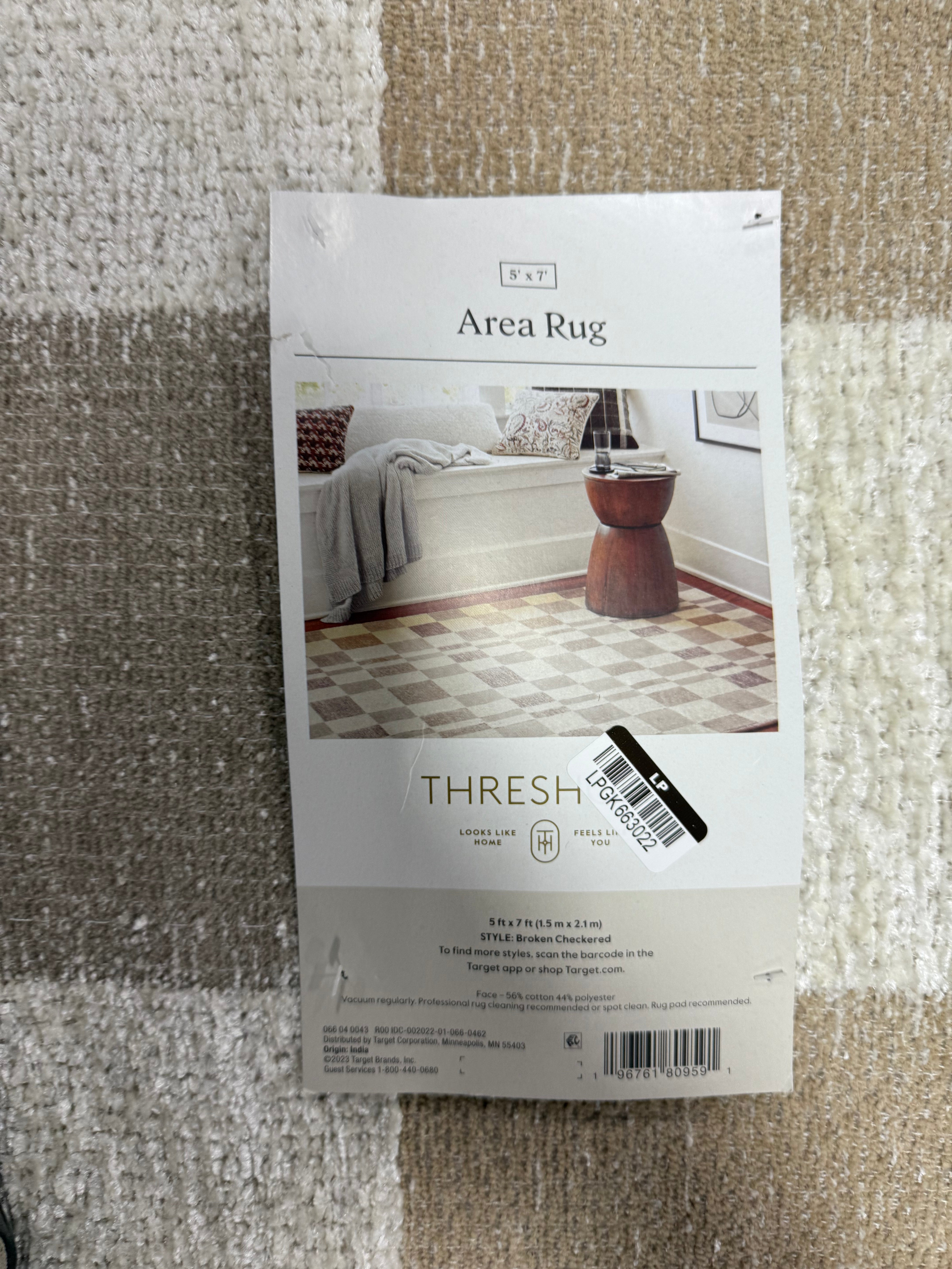 Checkered Woven Flatweave Area Rug White - 5'x7