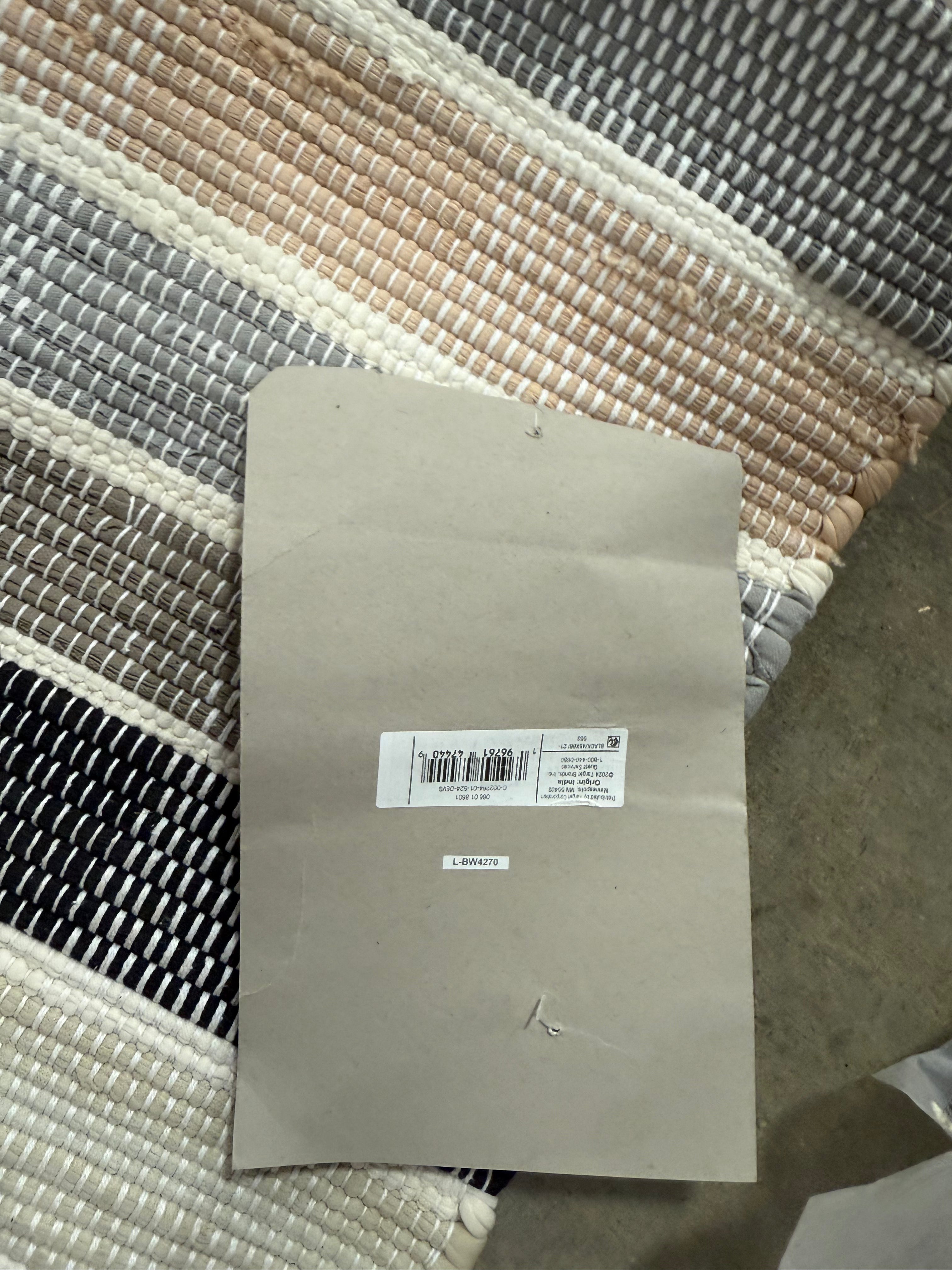 4'x5'6" Check Striped Chindi Handwoven Area Rug