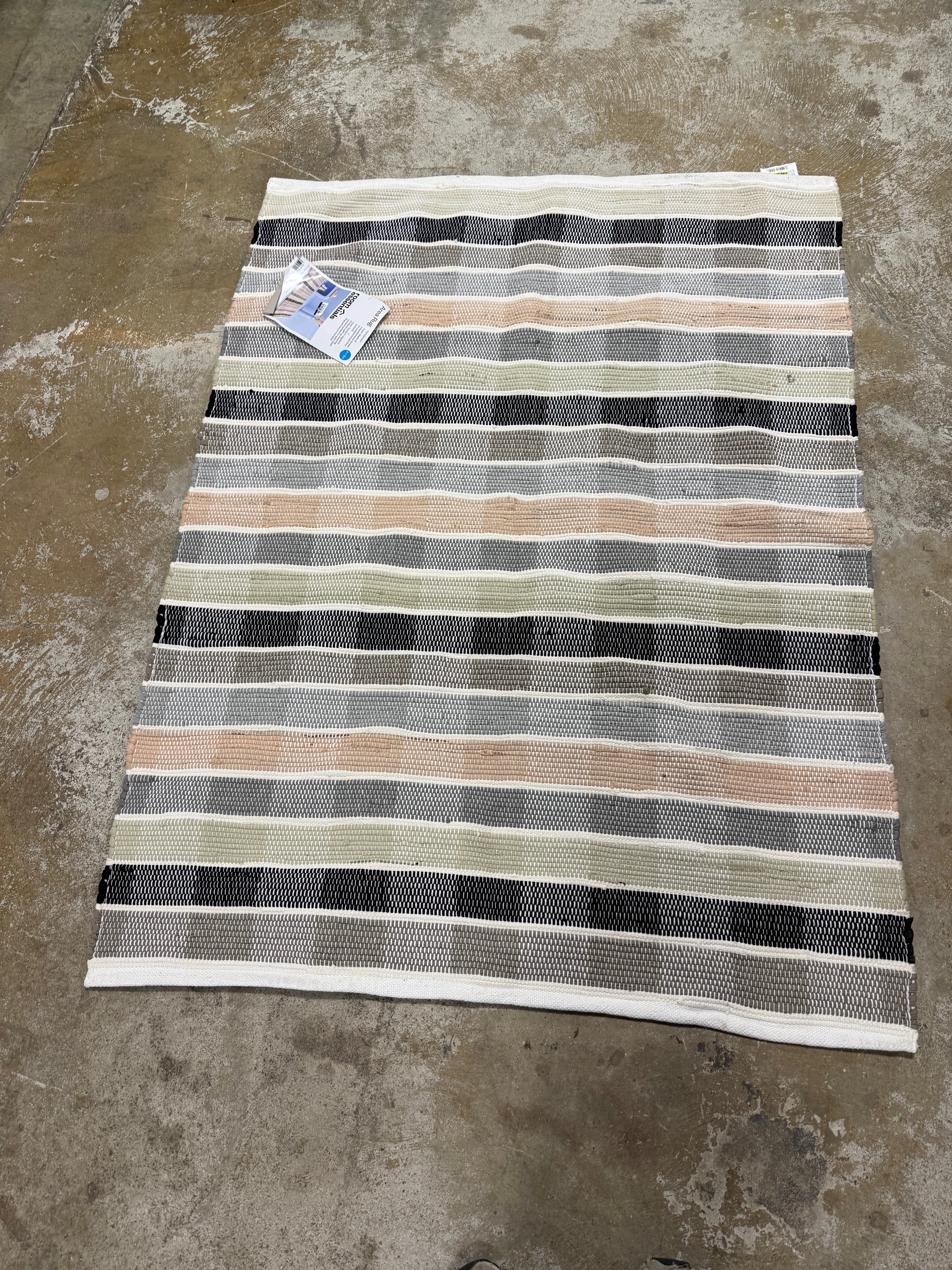 4'x5'6" Check Striped Chindi Handwoven Area Rug