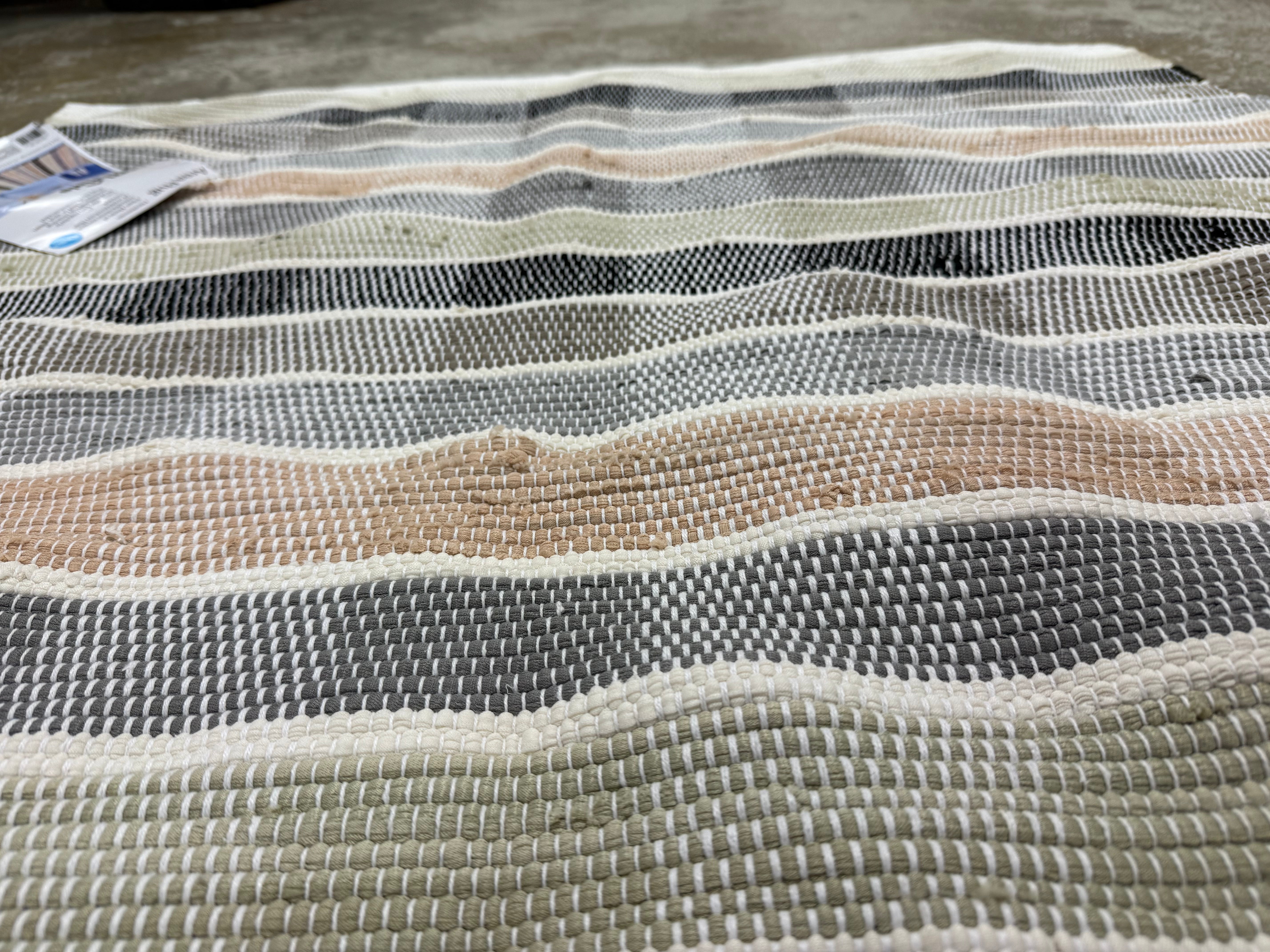 4'x5'6" Check Striped Chindi Handwoven Area Rug
