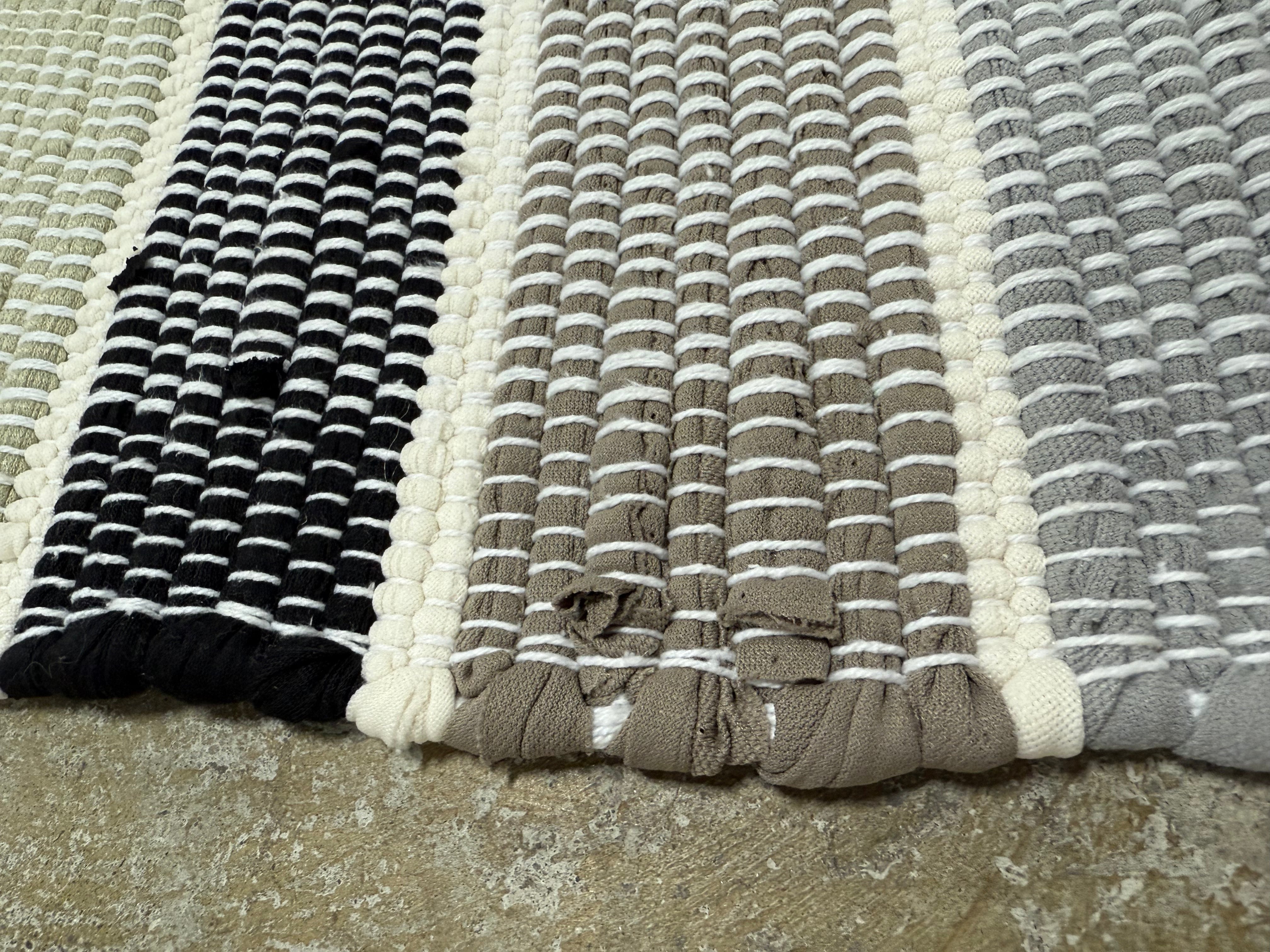 4'x5'6" Check Striped Chindi Handwoven Area Rug