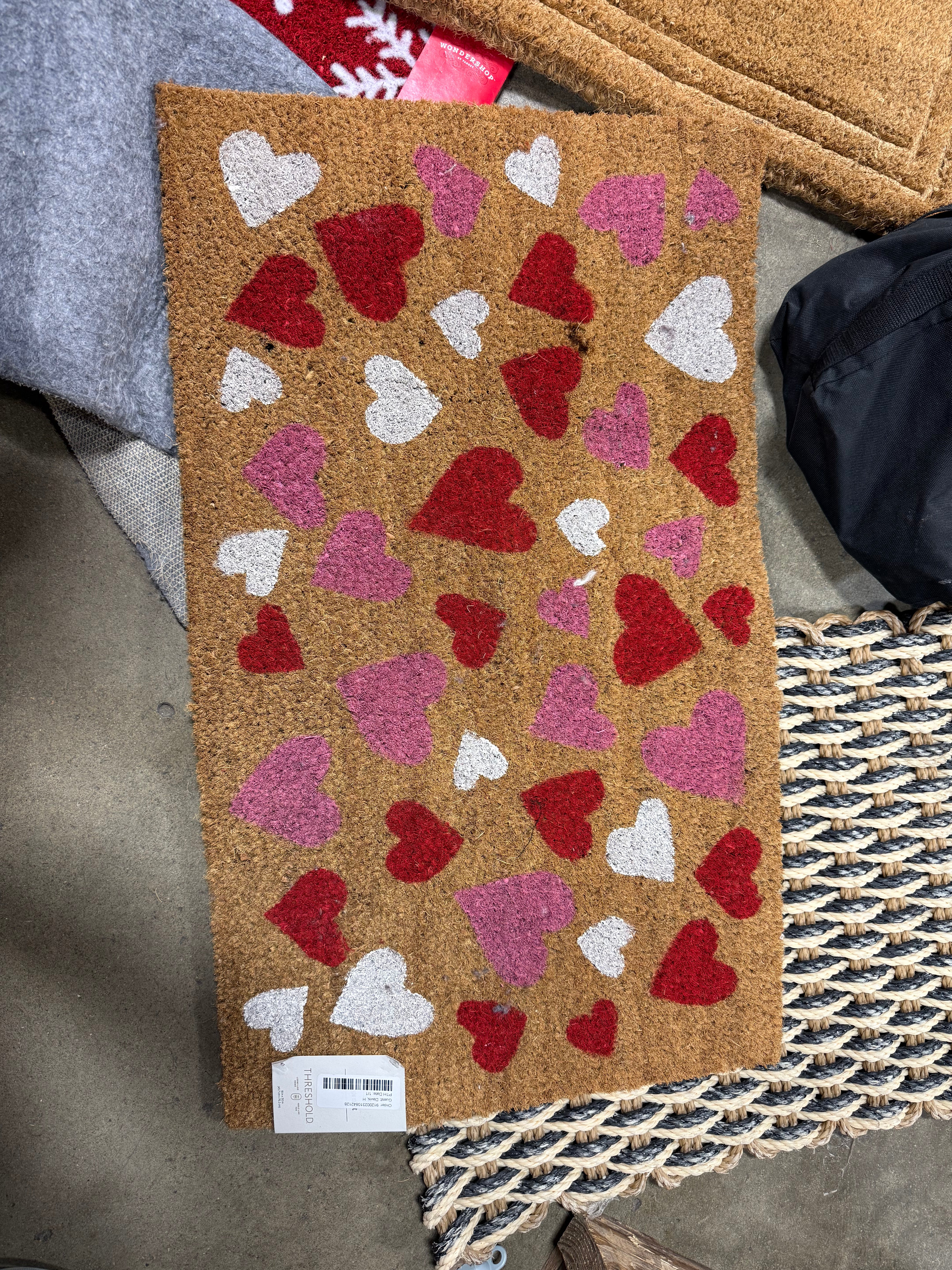 1'6"x2'6" Valentine's Day All Over Hearts Coir Doormat Pink/Red/White