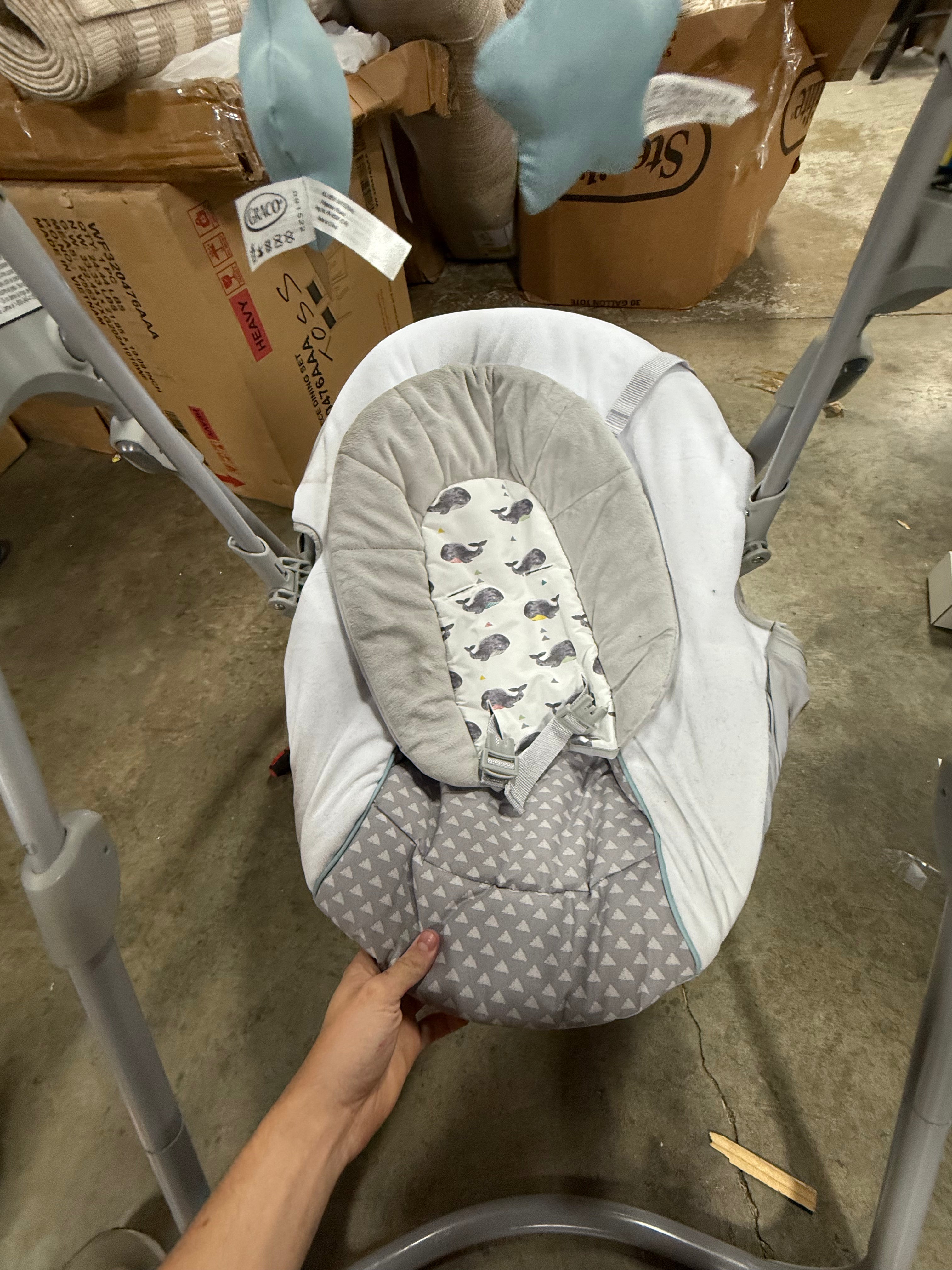 Slim Spaces Compact Infant Swing, Space-Saving Design, Gray, Tilden