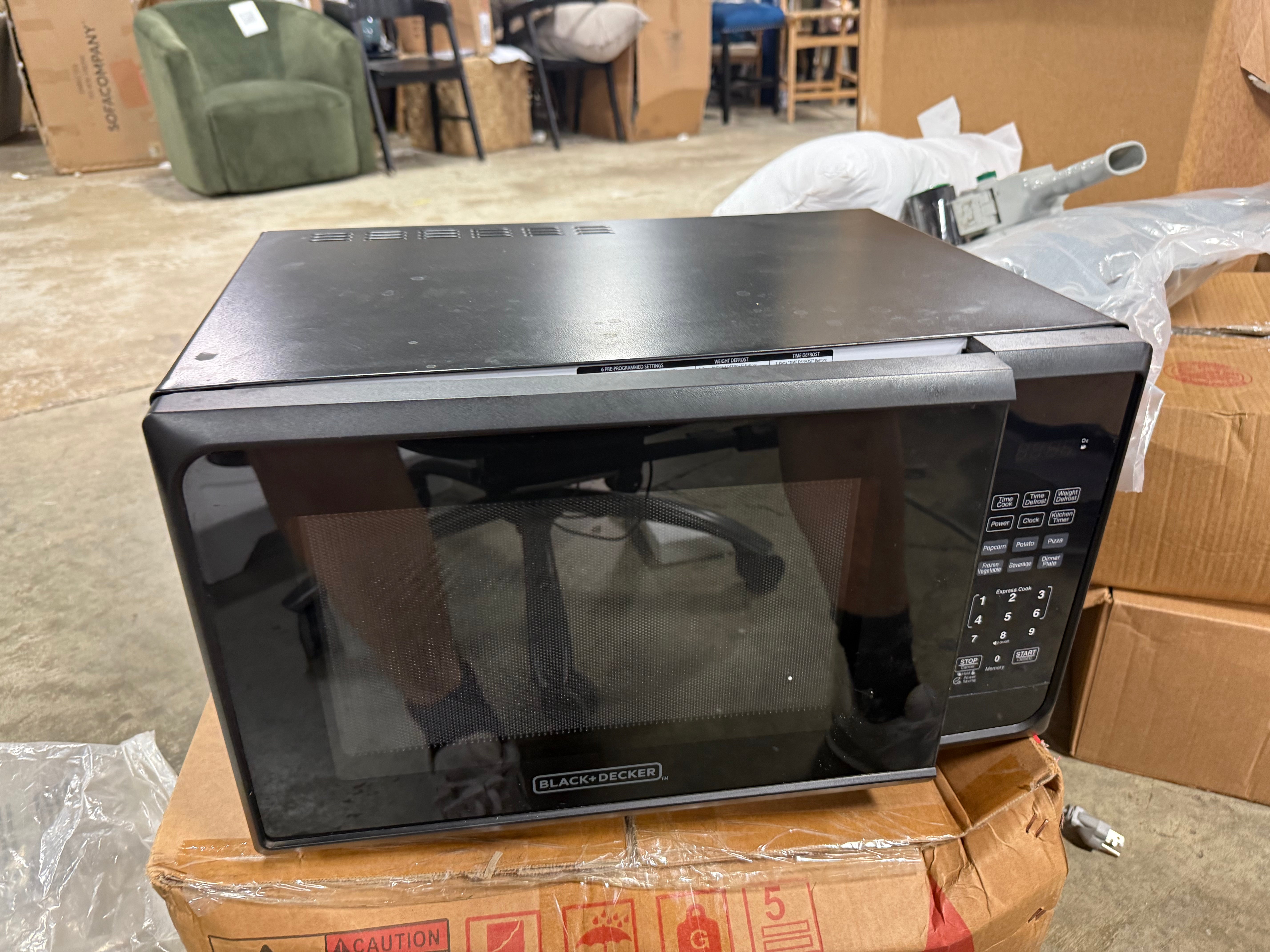 Microwave Oven - Stainless Steel Black: Countertop, Child Lock, 6 One-Touch Settings