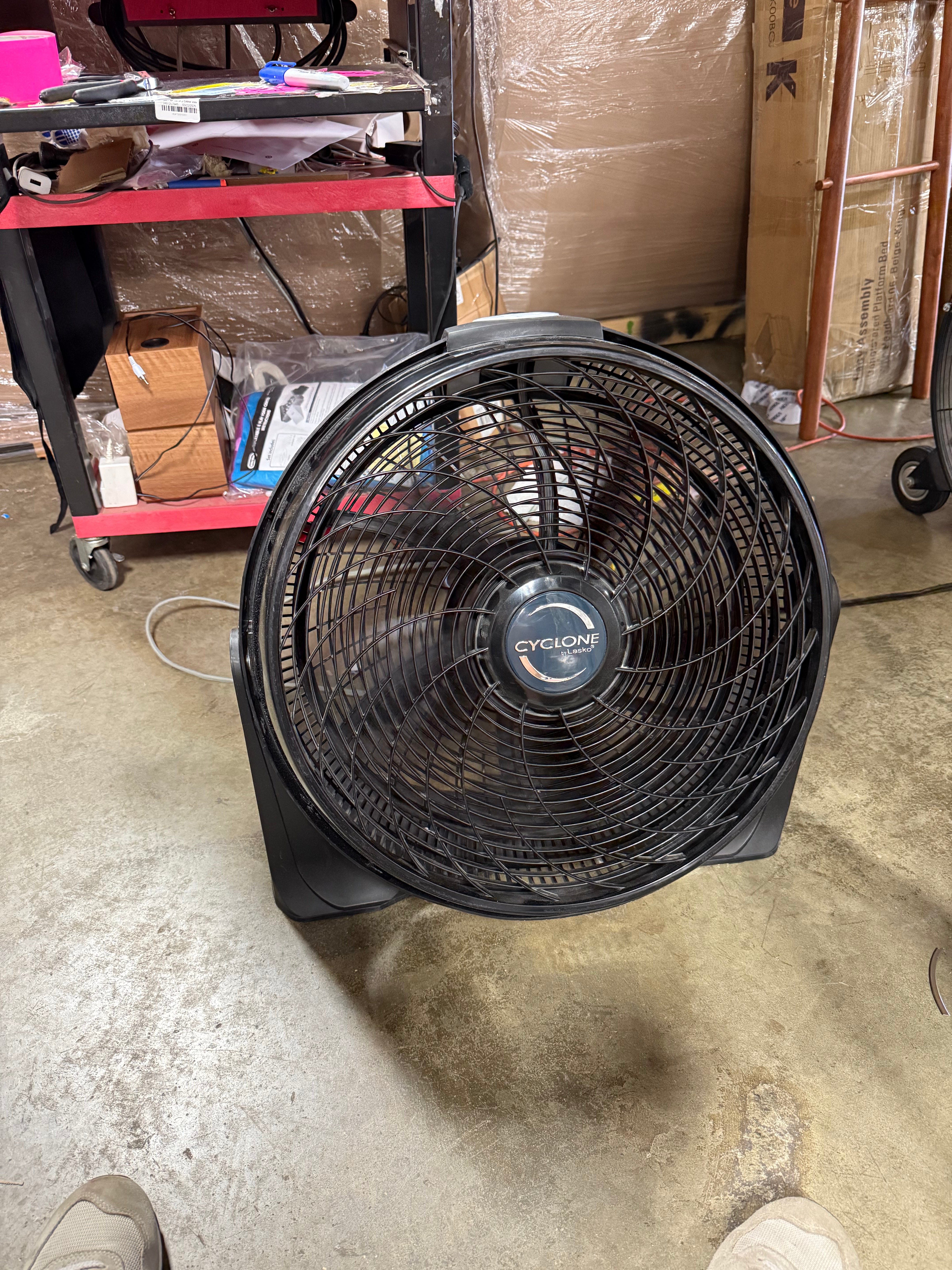 Floor Cyclone Fan without Remote: Adjustable Tilt, Wall Mountable, 3-Speed, Indoor Use, Black