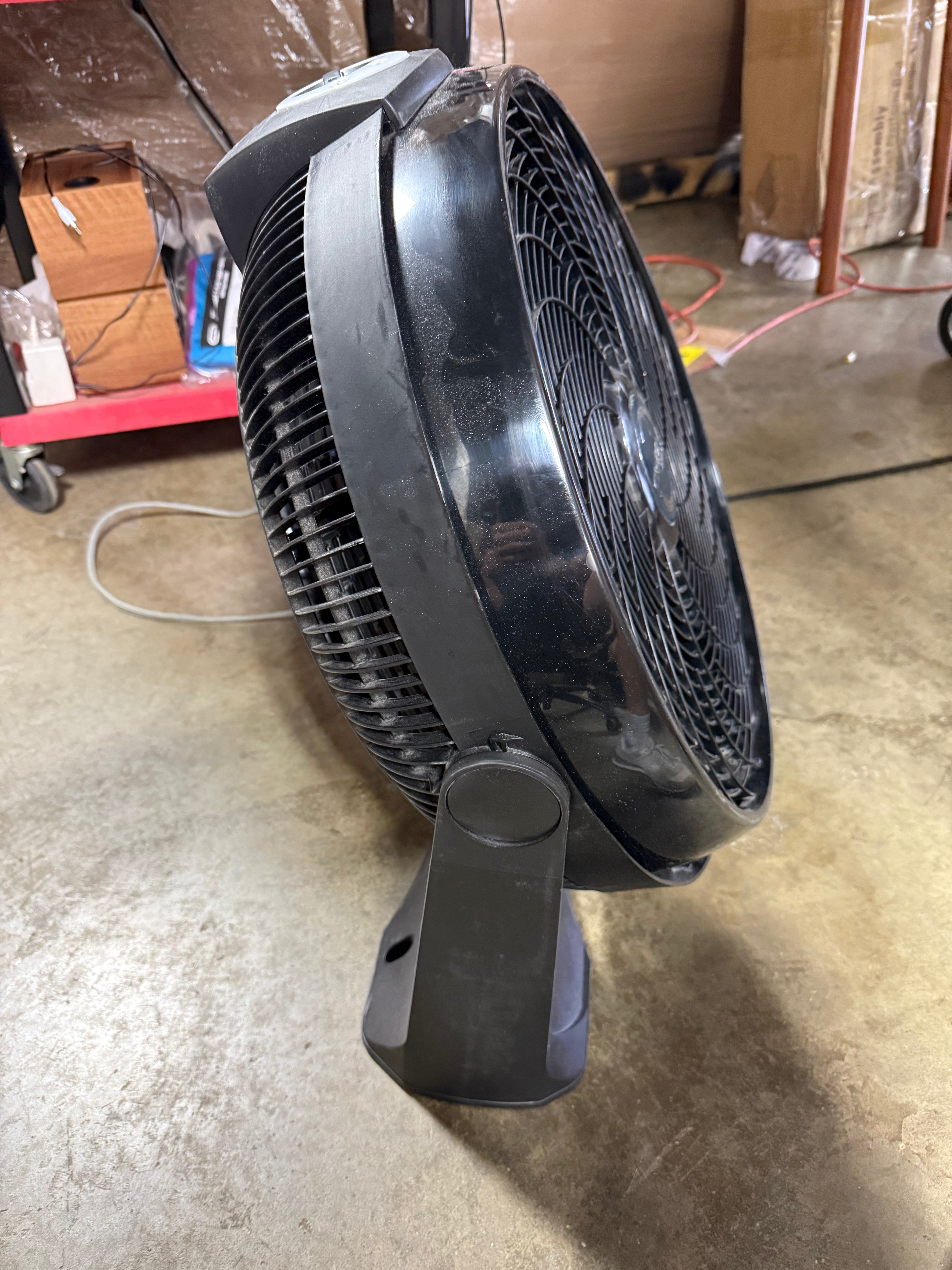 Floor Cyclone Fan without Remote: Adjustable Tilt, Wall Mountable, 3-Speed, Indoor Use, Black