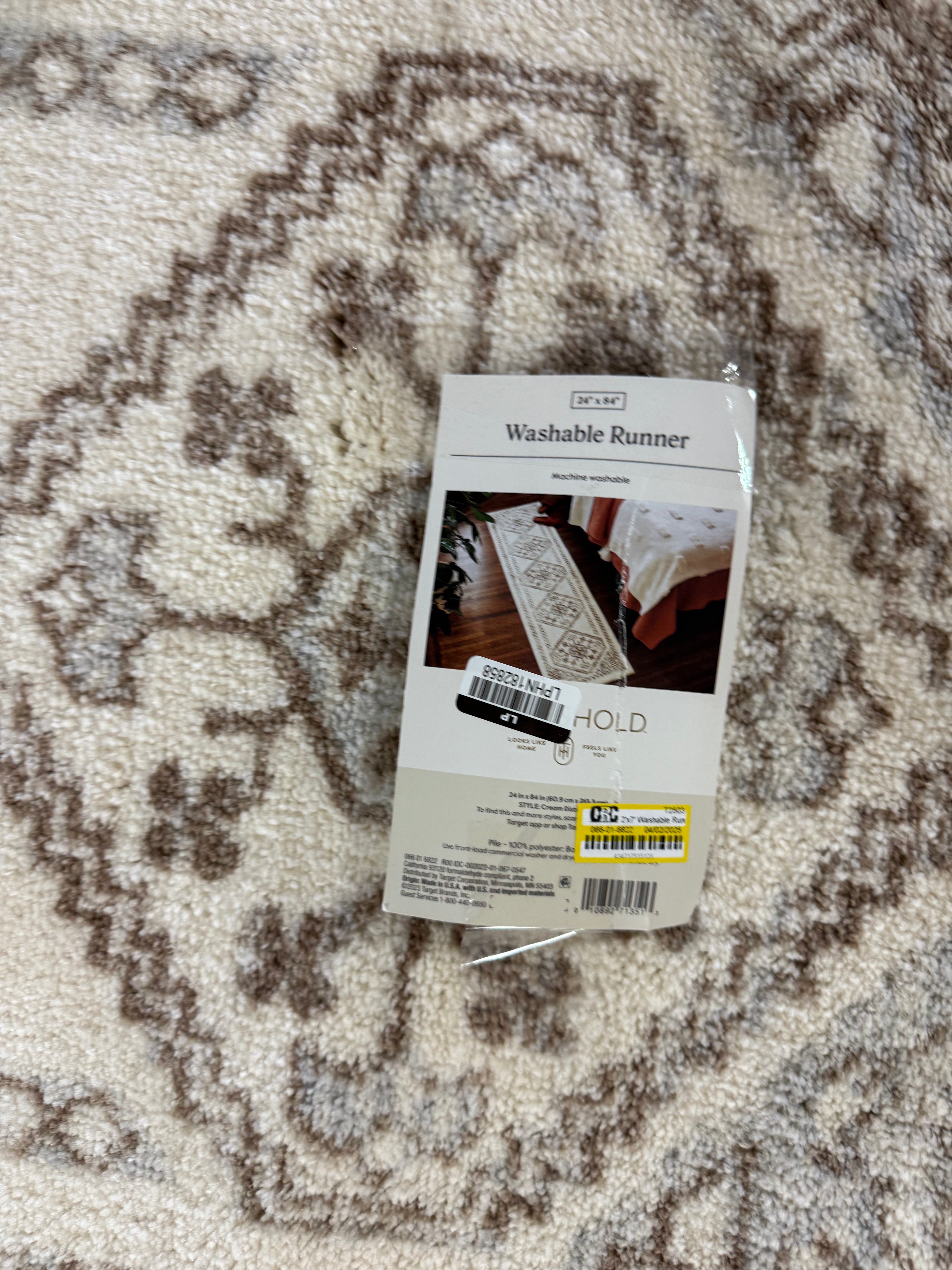 Washable Distressed Persian Accent Rug Cream - 2'x7' Runner