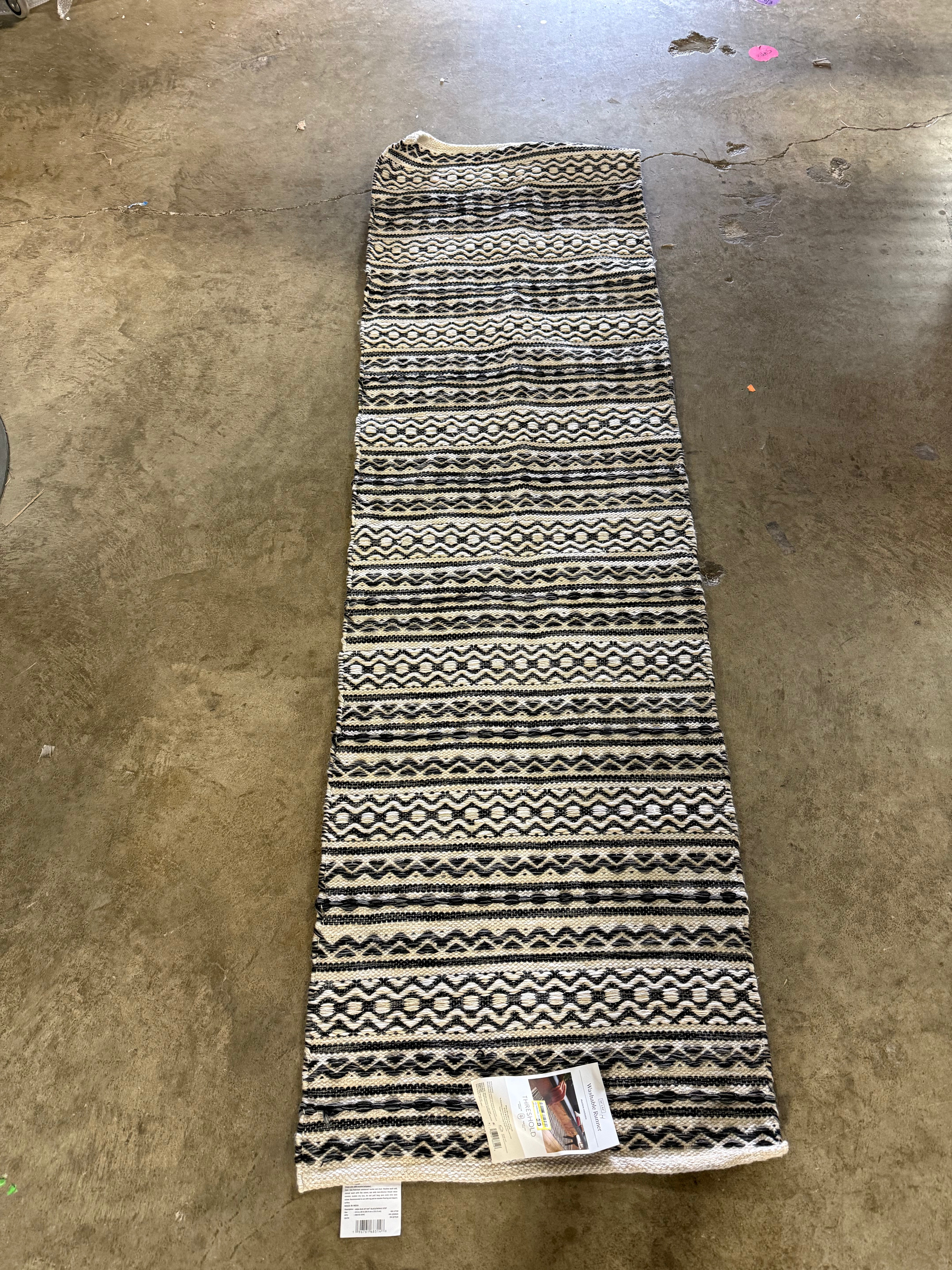 Washable Norwalk Stripe Rug Black/White - 2'x7'