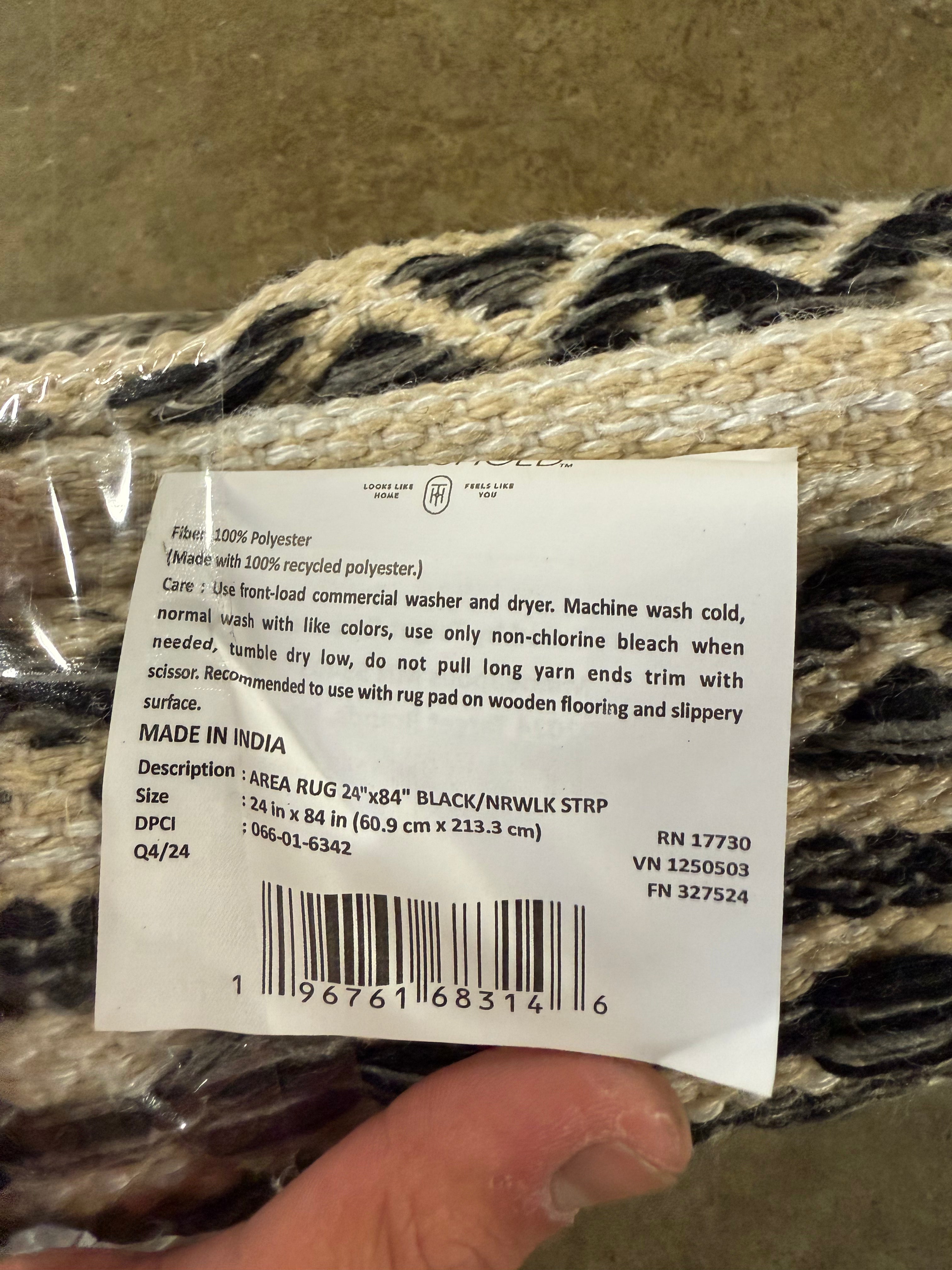Washable Norwalk Stripe Rug Black/White - 2'x7'