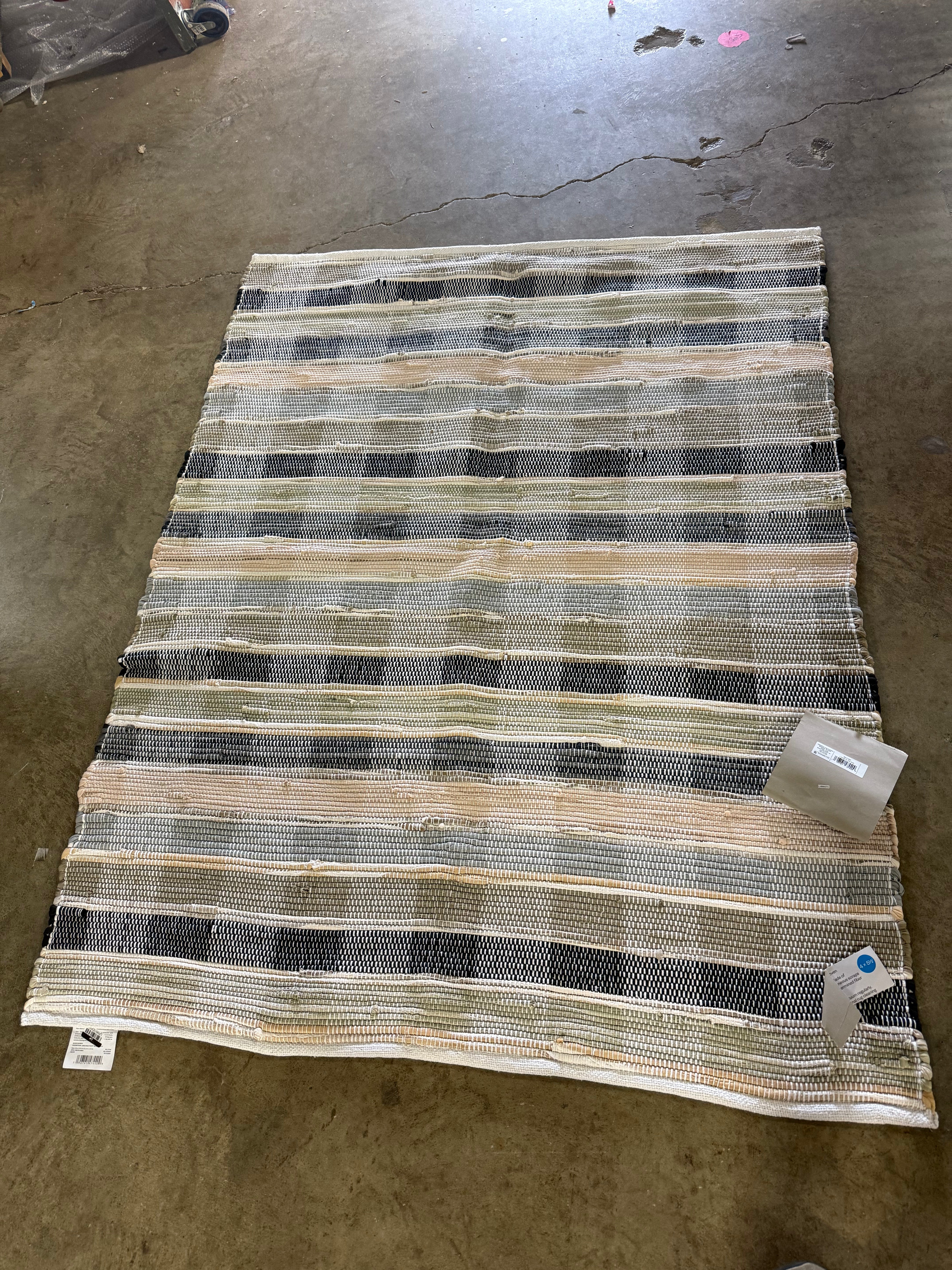 Check Striped Chindi Handwoven Area Rug 4'x5'6"