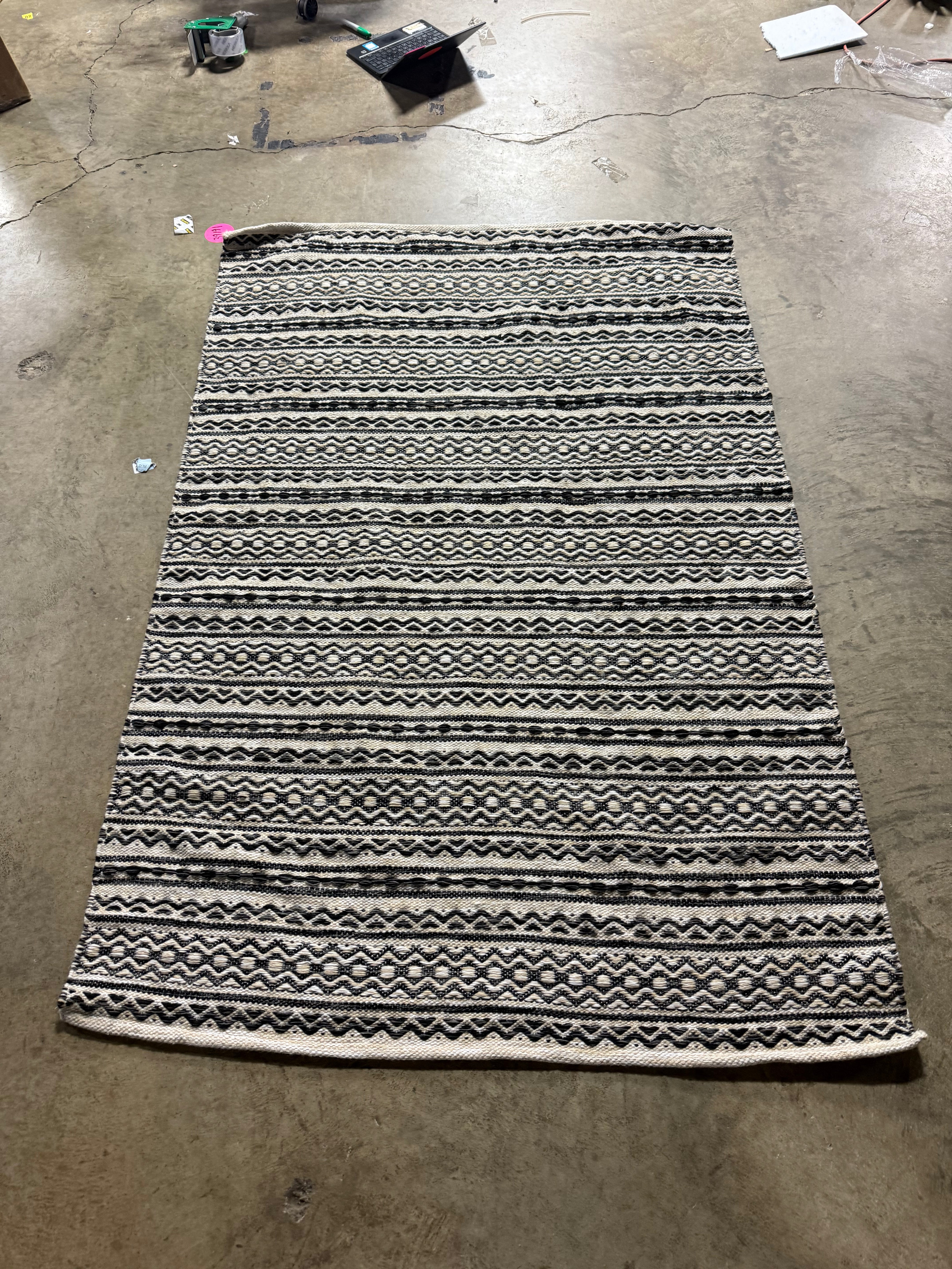 Washable Norwalk Stripe Rug Black/White - 4'x6'