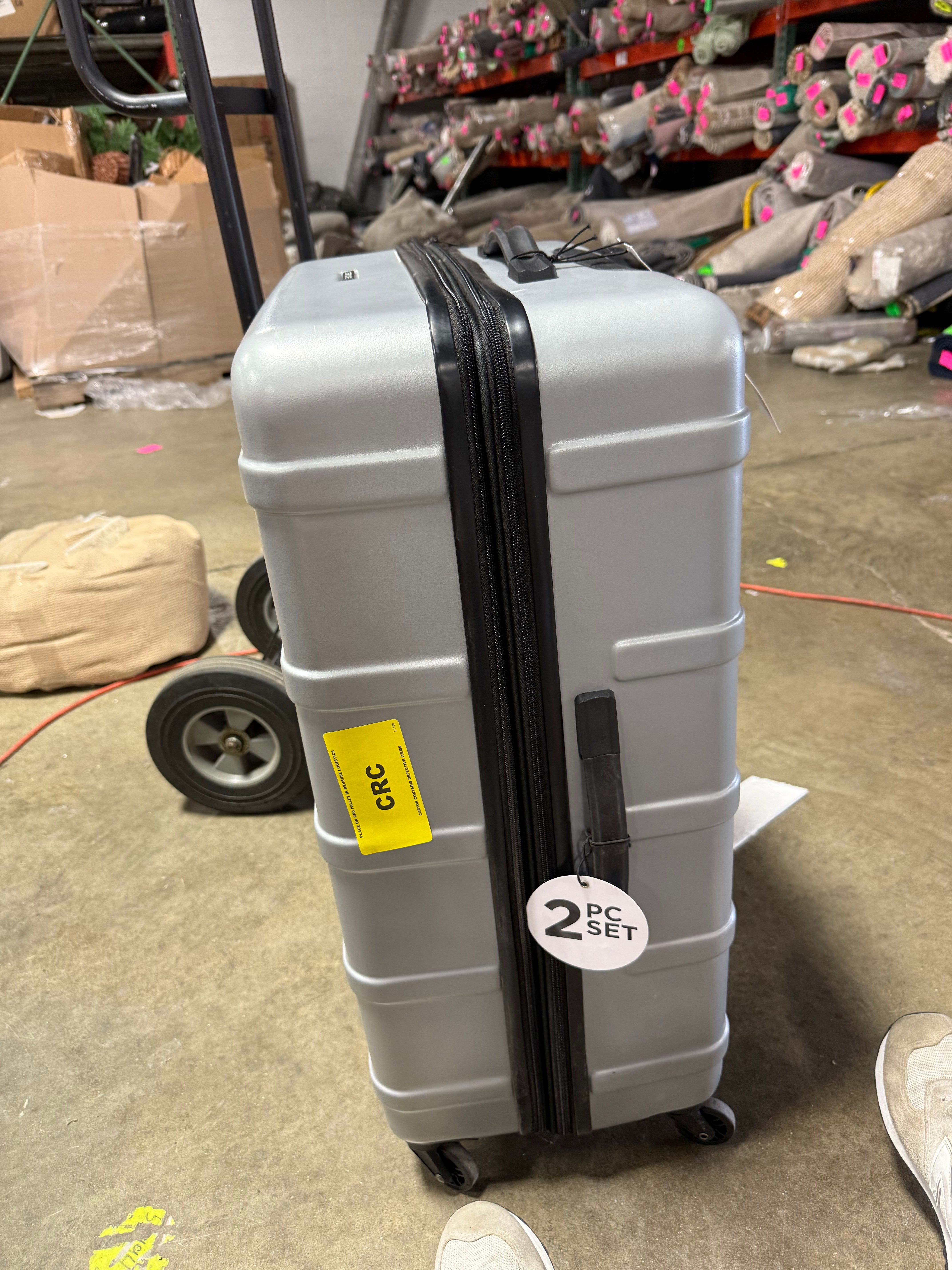 1-Piece Hardside Checked Spinner Luggage - Silver
