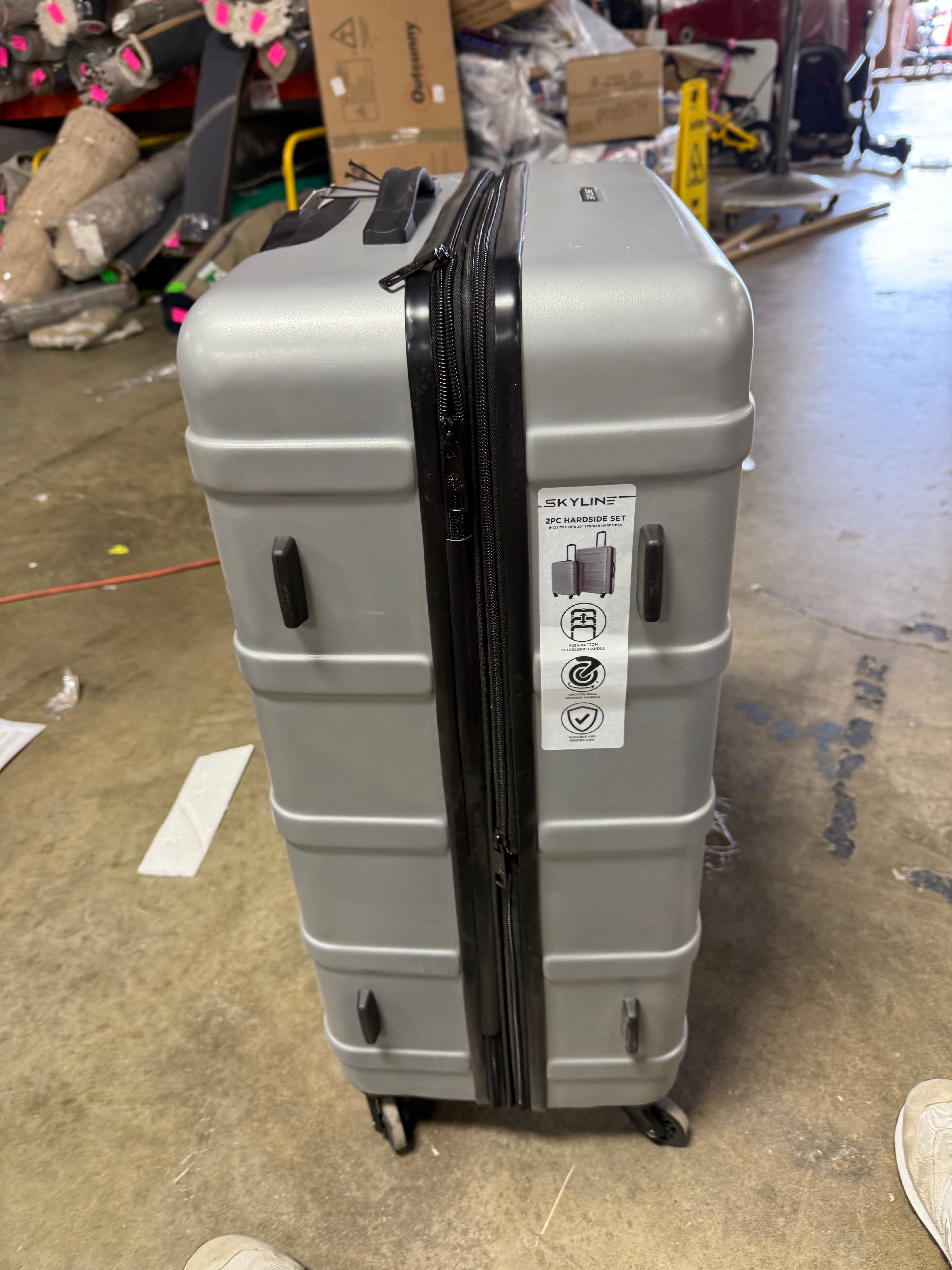 1-Piece Hardside Checked Spinner Luggage - Silver