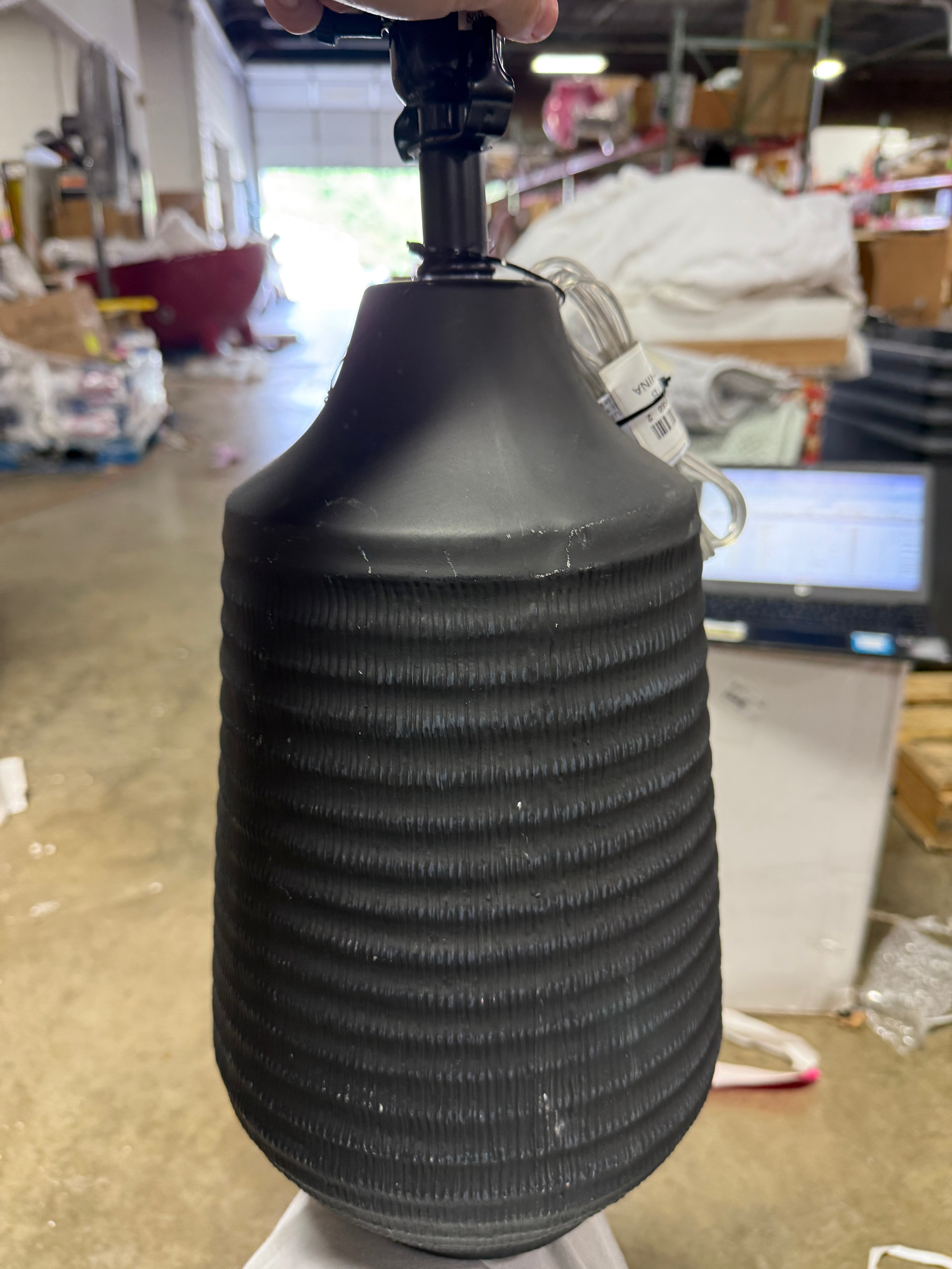 Large Textured Ceramic Lamp Base Black