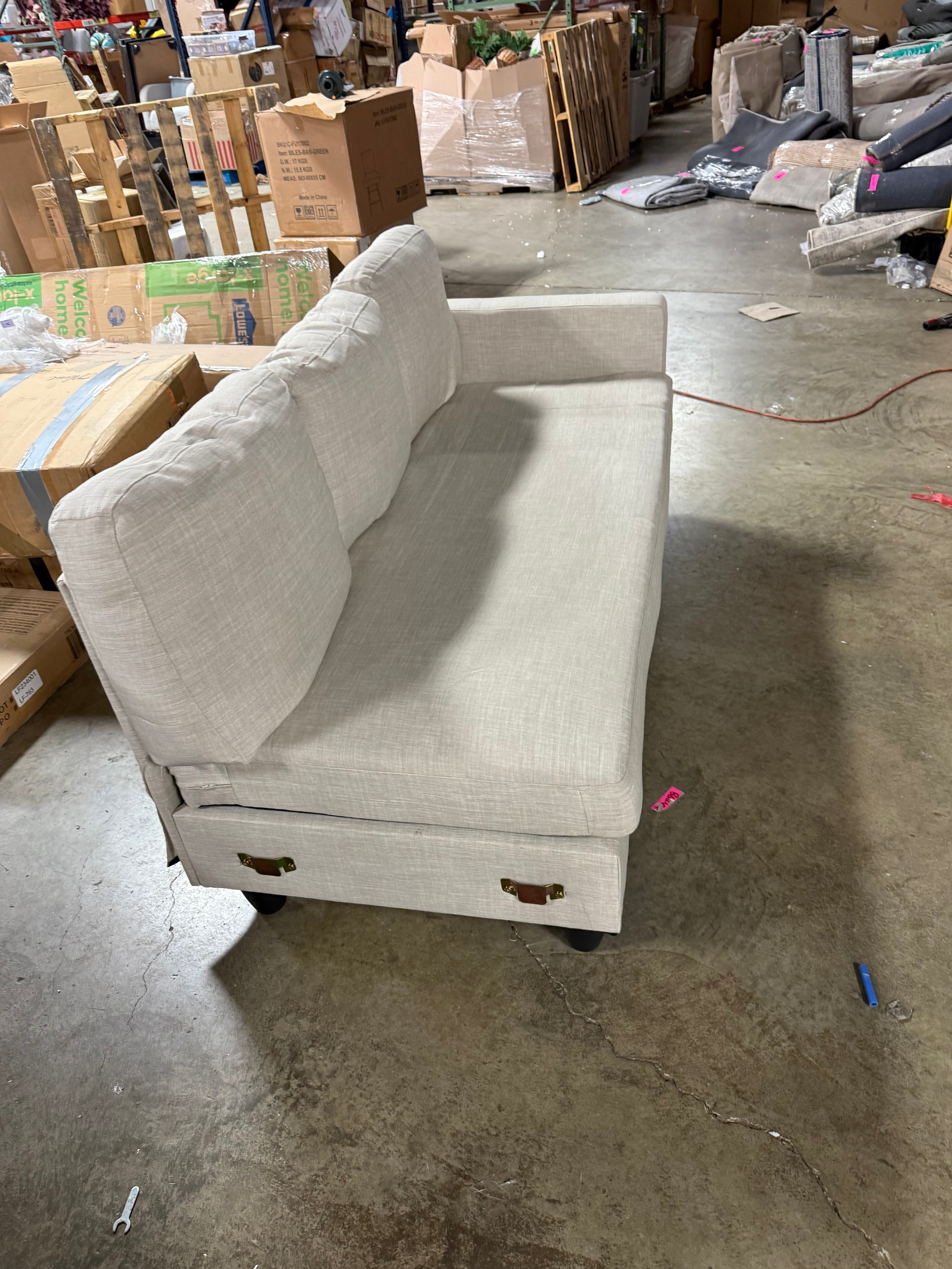 Polyester Fabric Partial Sofa, Beige