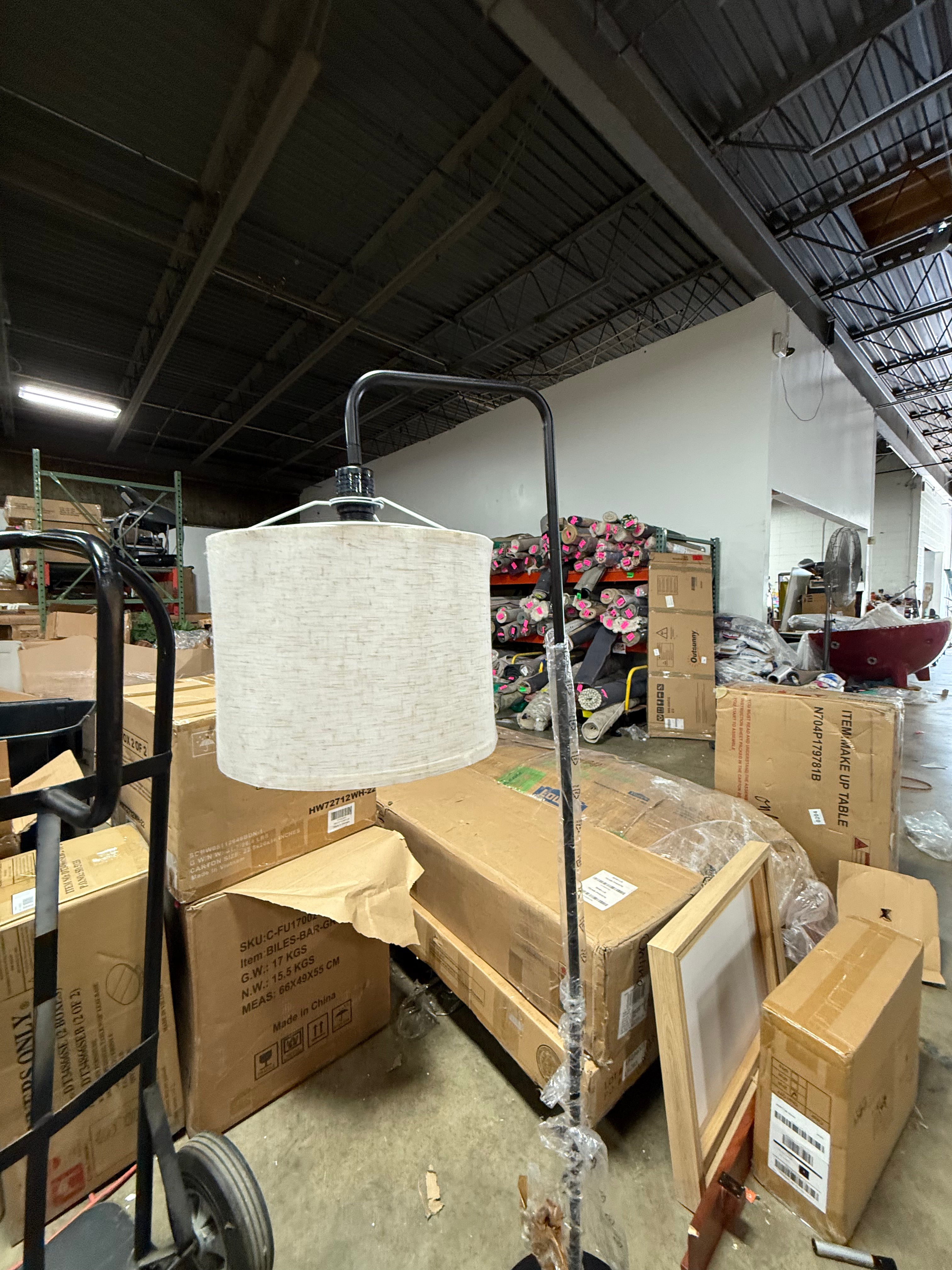Modern Arc Floor Lamp with Remote Control Metal Dimmable Pole Lamp with Shade
