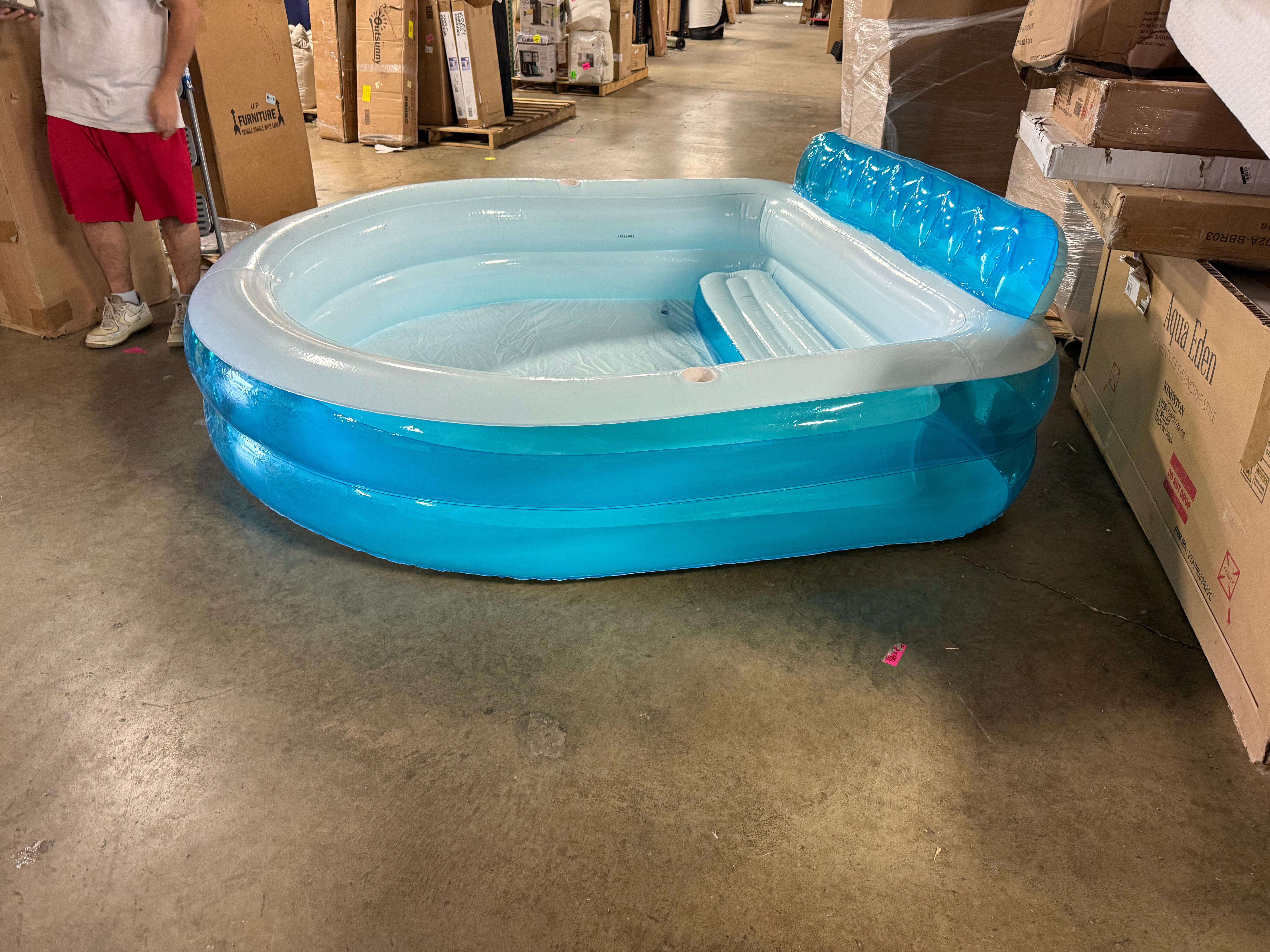Family Pool with Bench Oval Kiddie Pool  PVC Liner