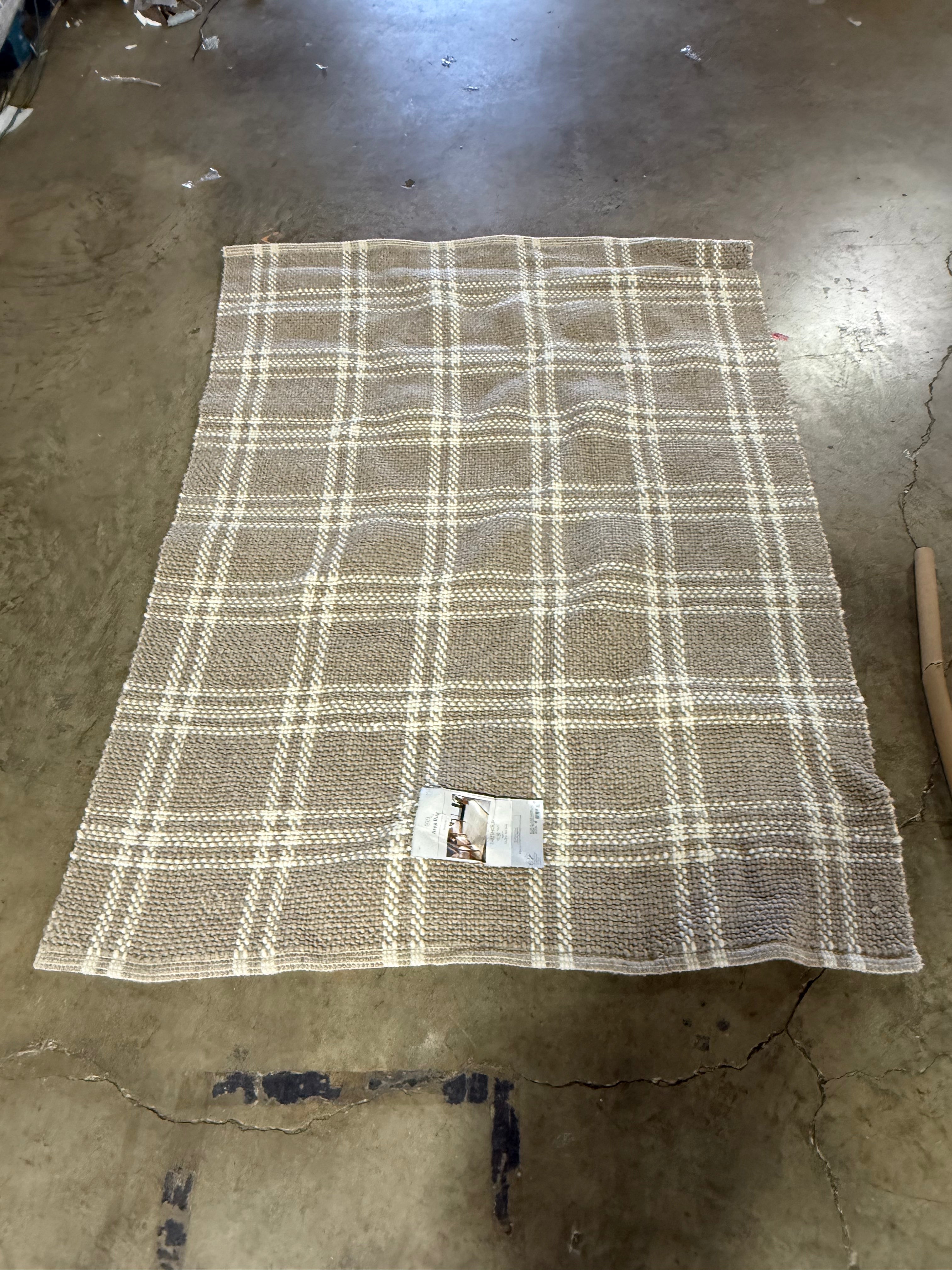 Cottonwood Handwoven Plaid Wool/Cotton Area Rug 5'x7'