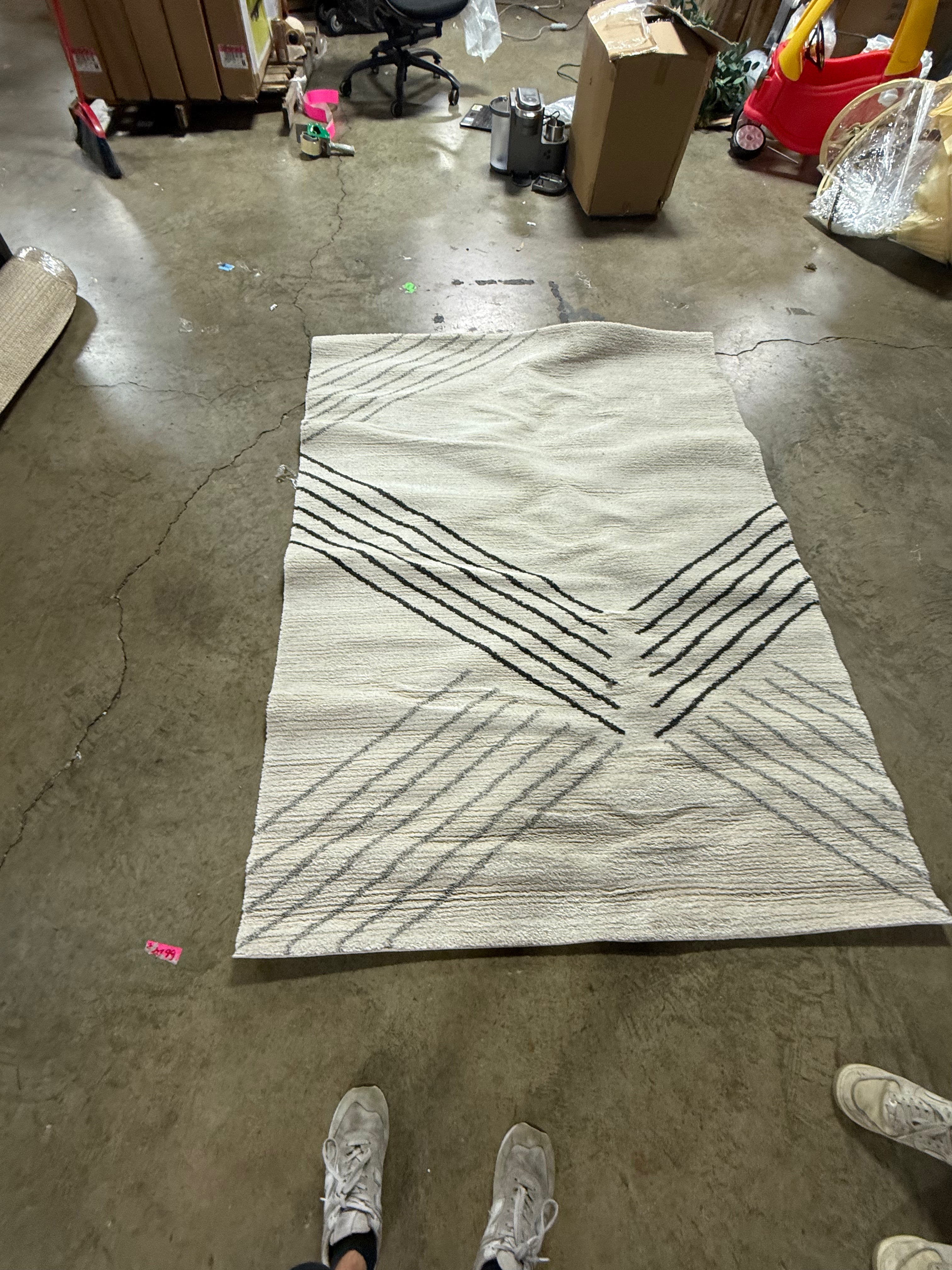 Line Geo Area Rug Cream 5'x7'