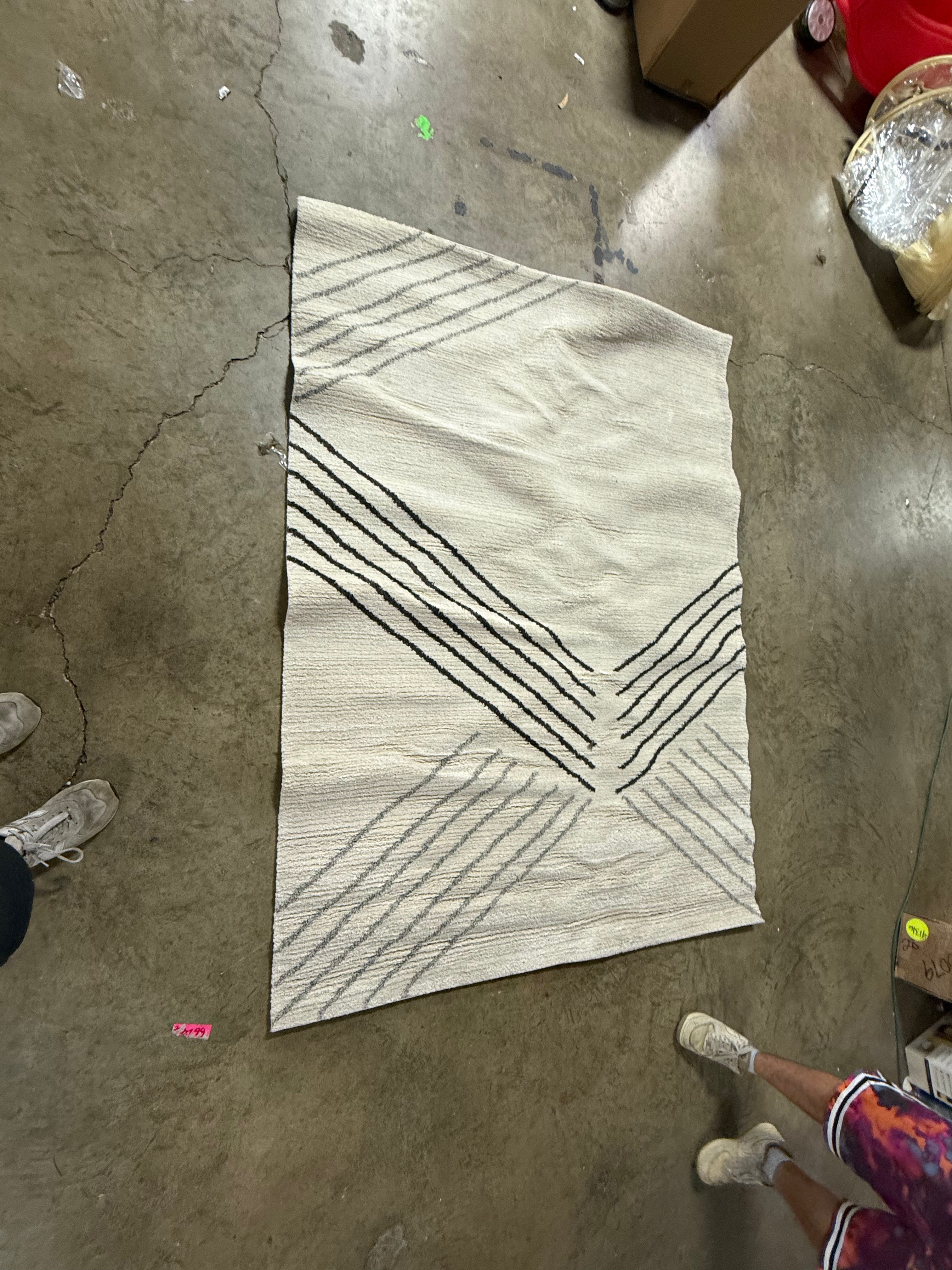 Line Geo Area Rug Cream 5'x7'