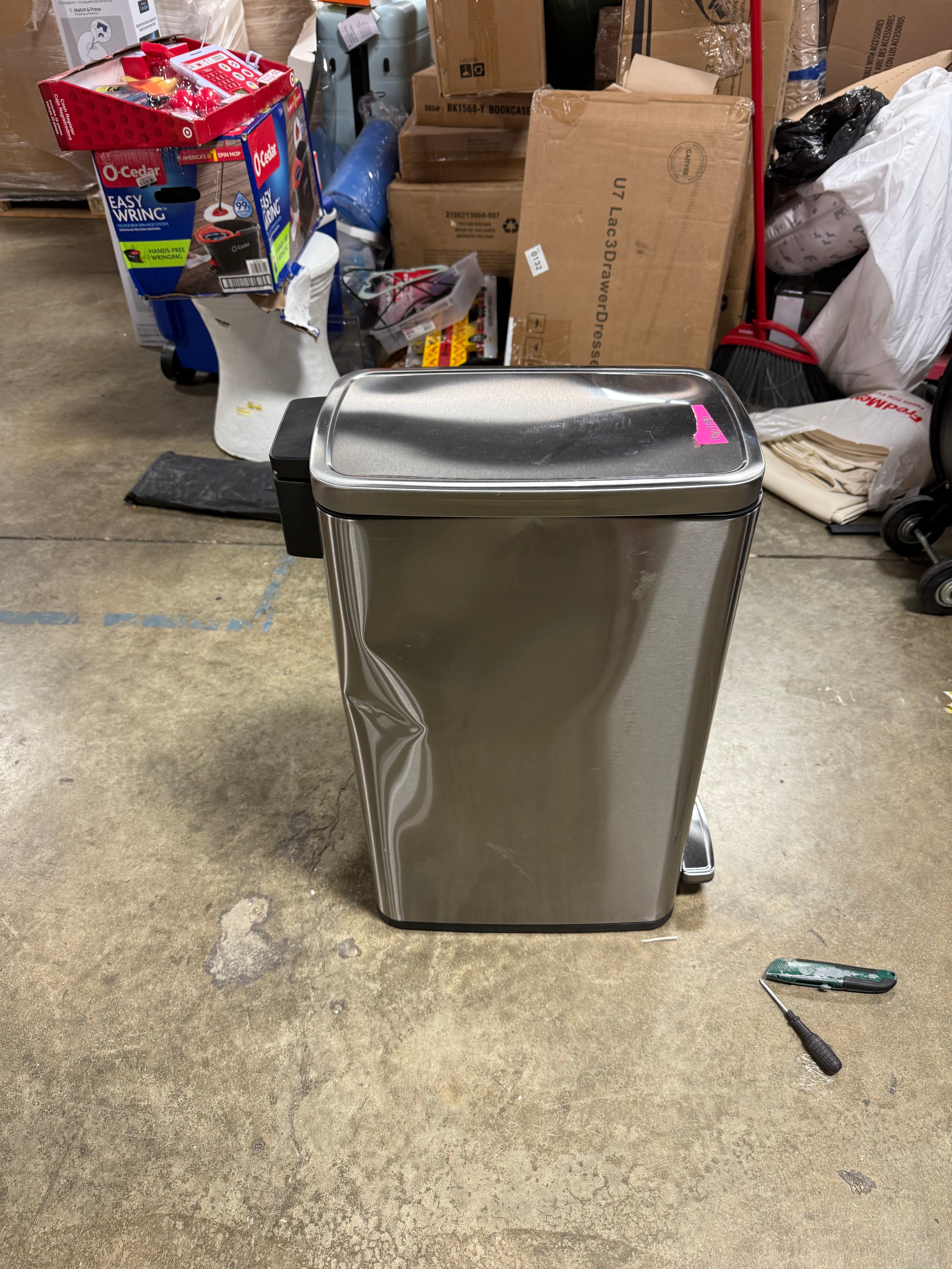 Slim Step Trash Can Silver