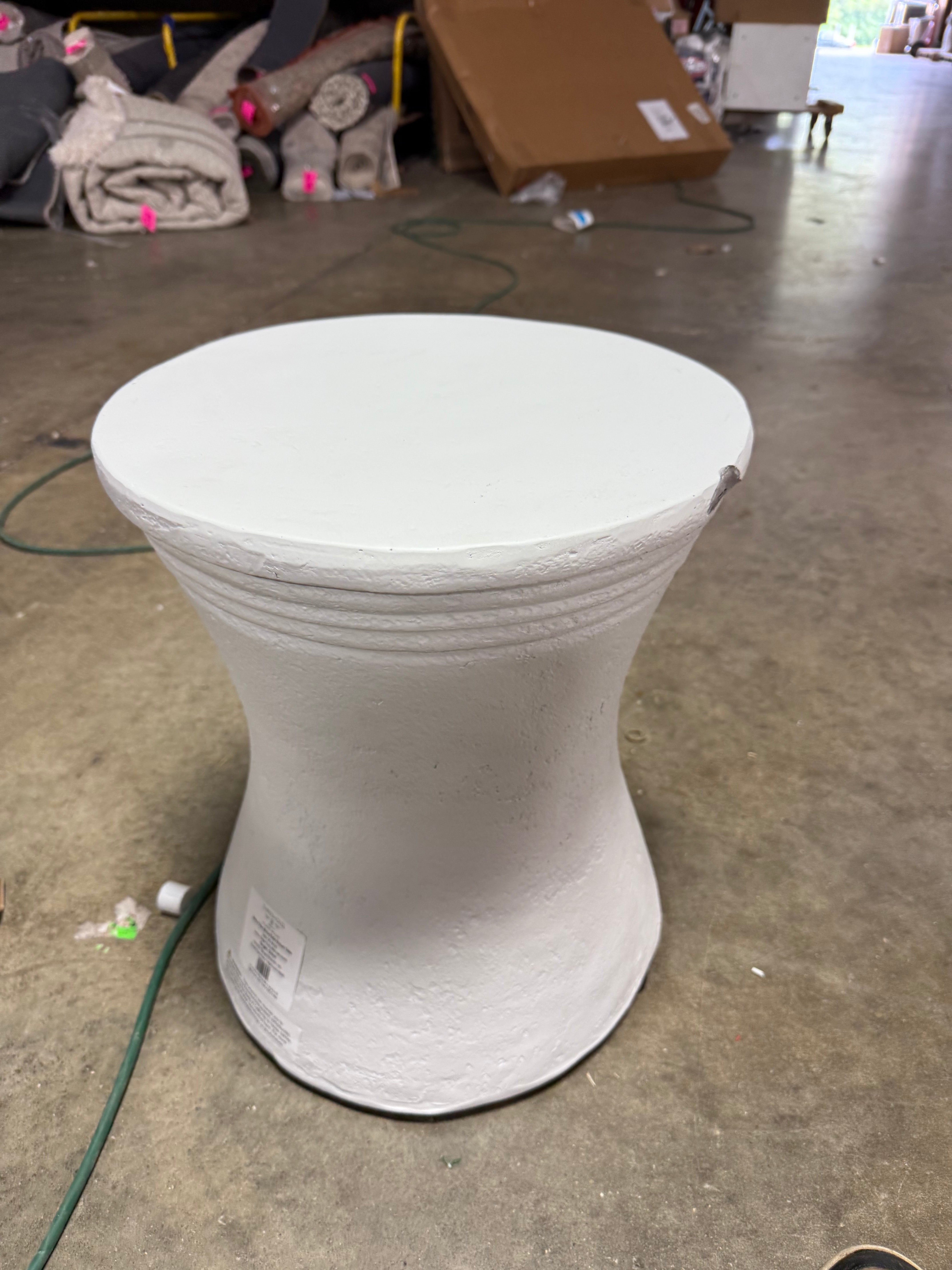 White Faux Stone Patio Accent Table