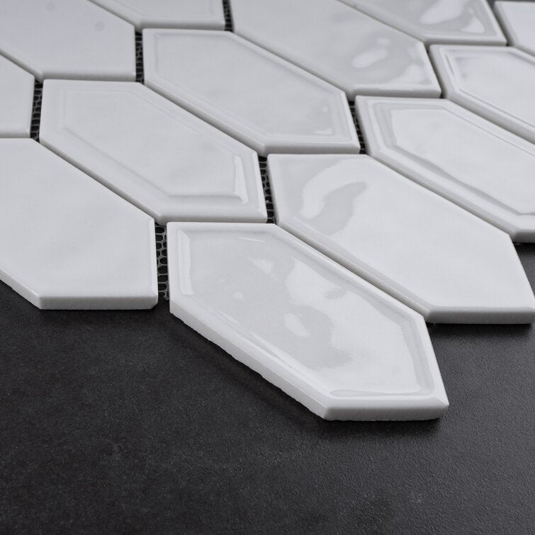 Bianca 2" x 4" Glass/Ceramic/Natural Stone Grid Mosaic Wall Tile, Set of 10